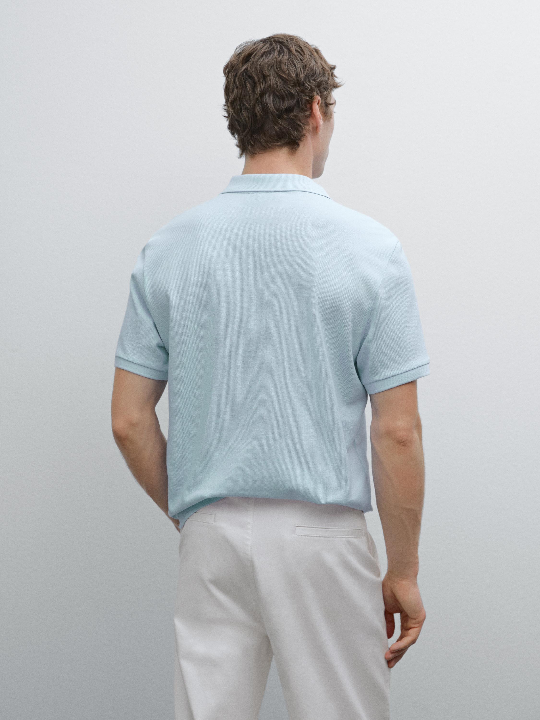 Micro textured piqué cotton polo shirt