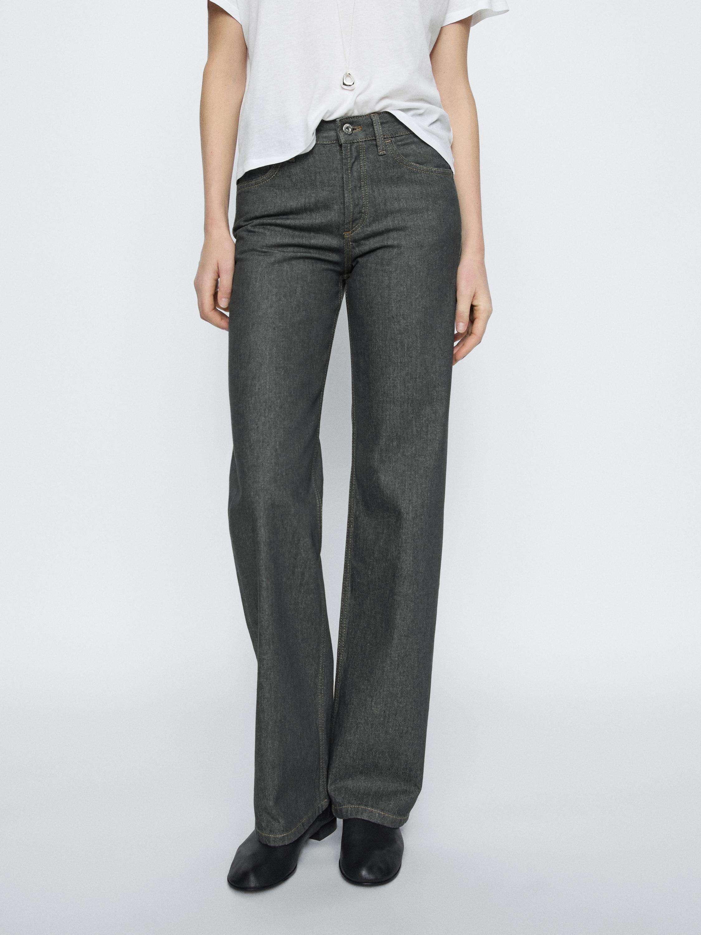 Mid-rise wide-leg cotton jeans