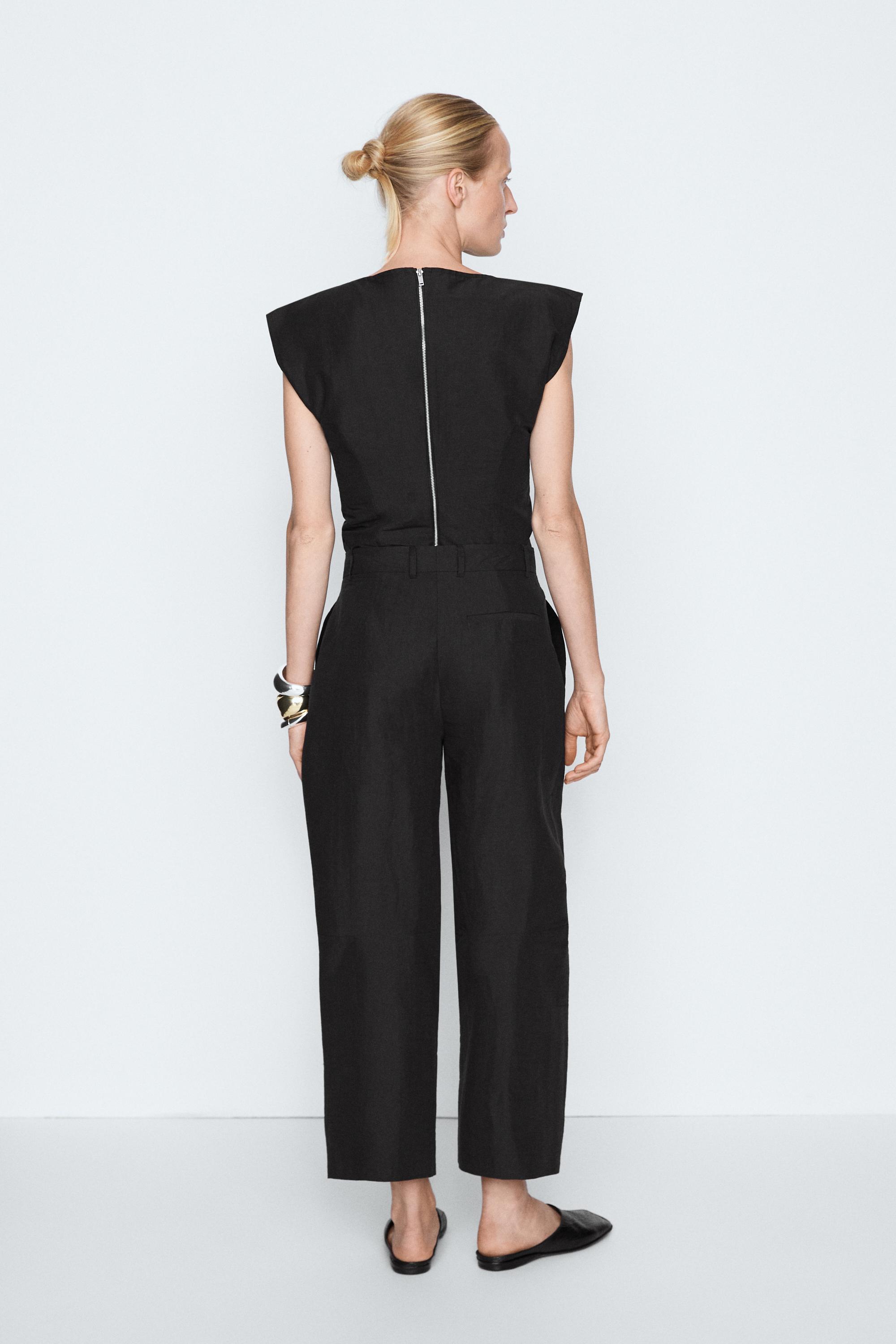 Linen blend pleated trousers - STUDIO — BLACK