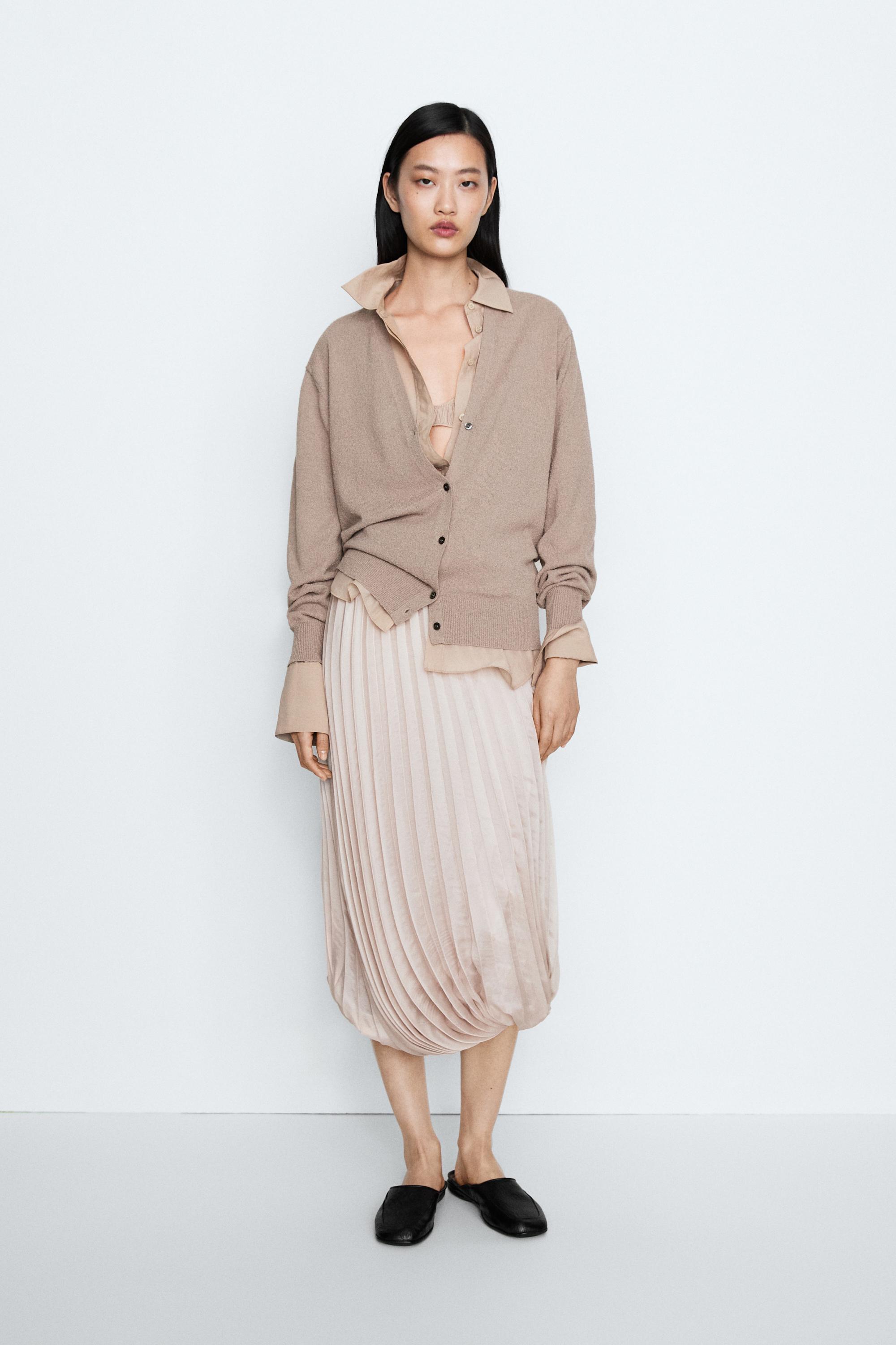 STUDIO V-neck knit cardigan — MOLE BROWN