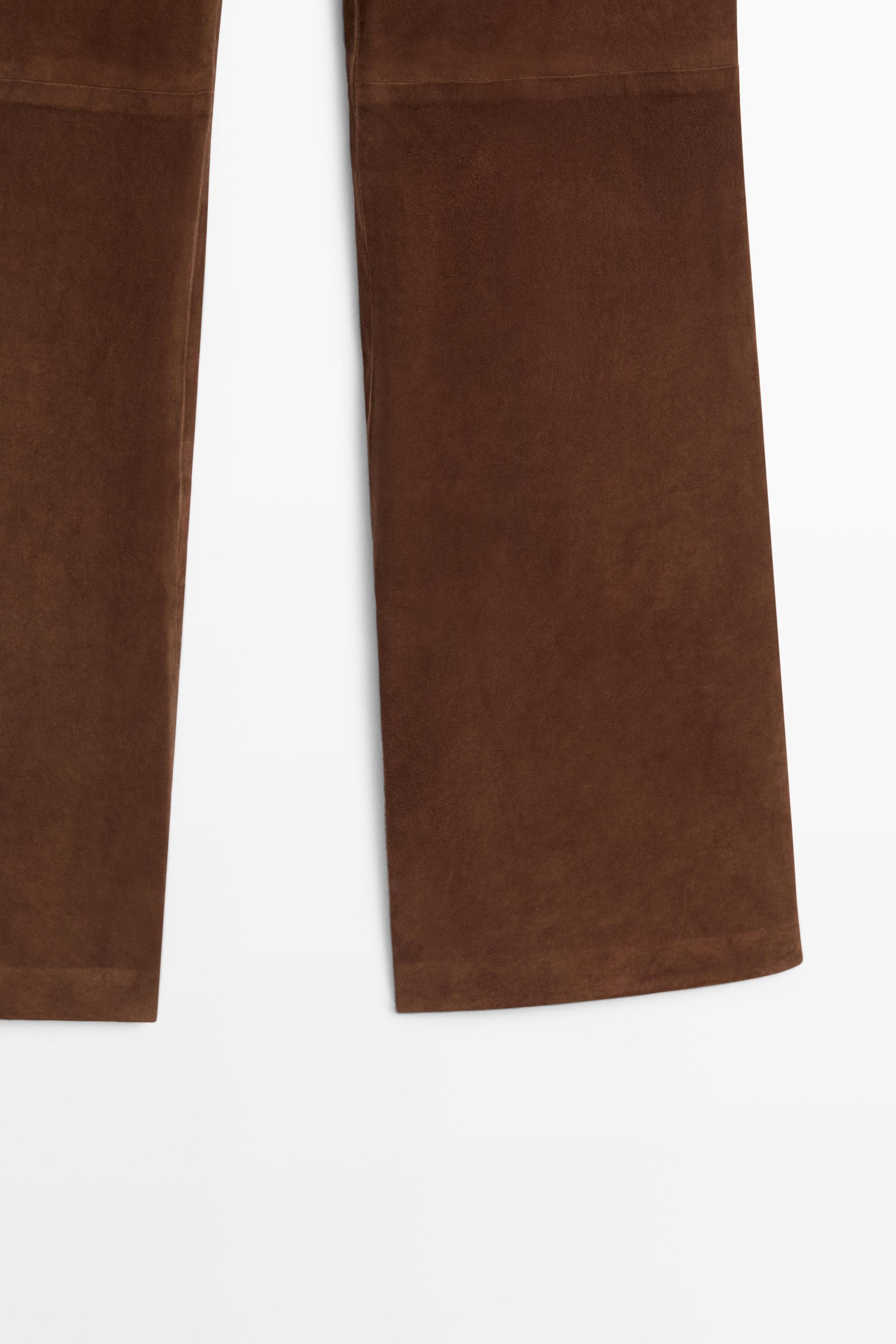 Suede flare fit leggings — BROWN