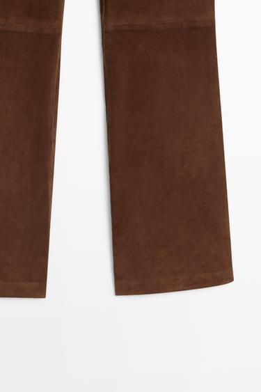 Flare fit suede pants — BROWN 7