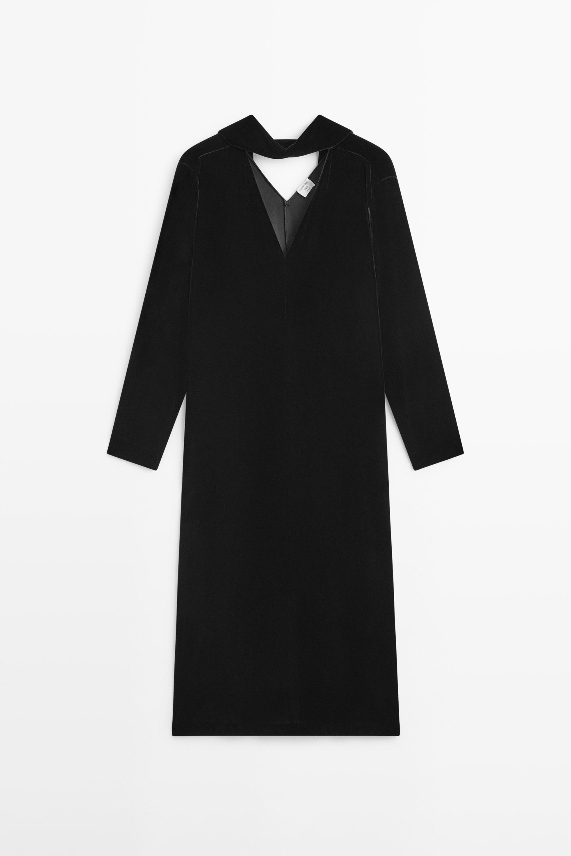 Robe longue velours nœud au col - STUDIO