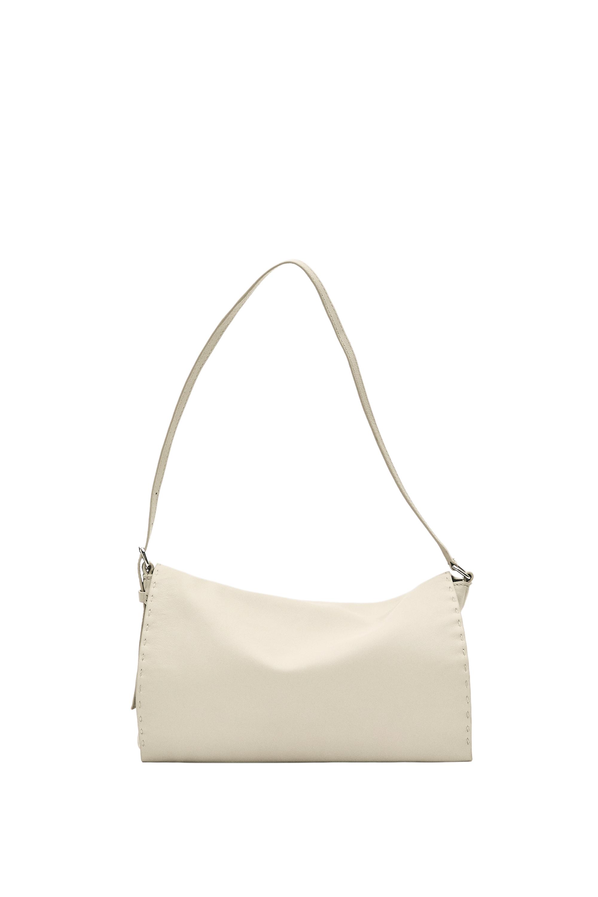 Nappa leather crossbody bag with topstitching — Gold