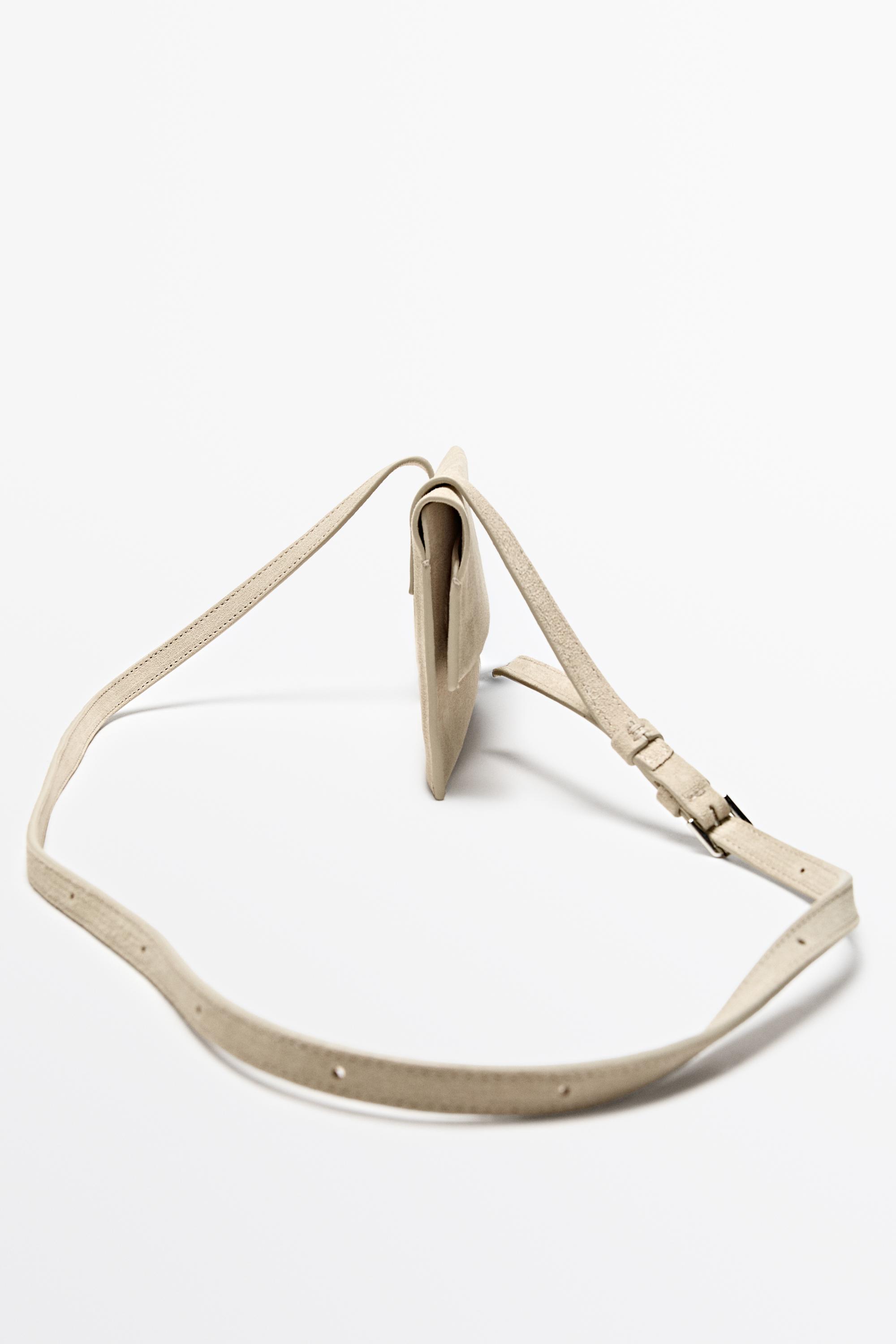 Suede leather shoulder bag — Ecru