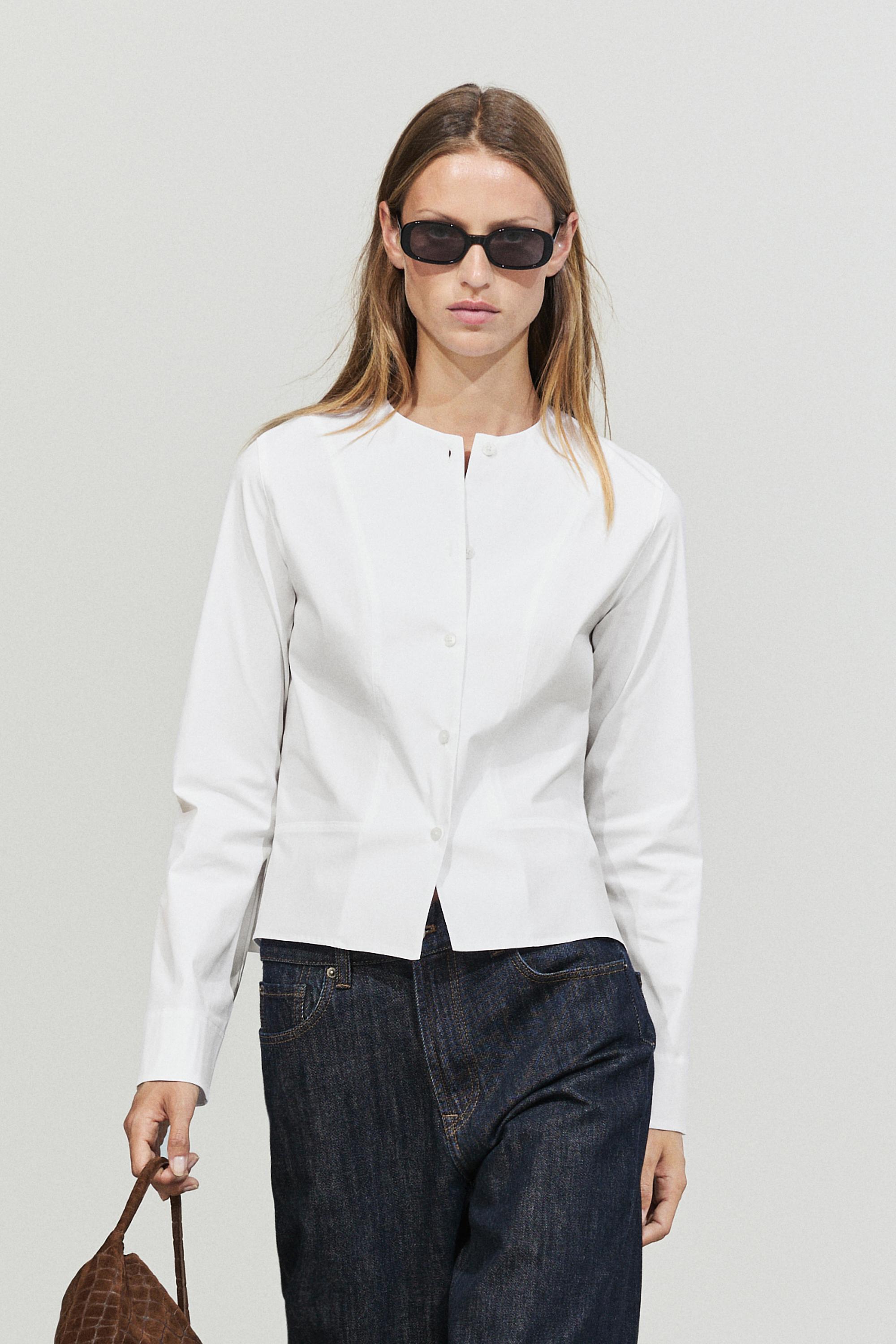 Poplin shirt with collar detail — WHITE