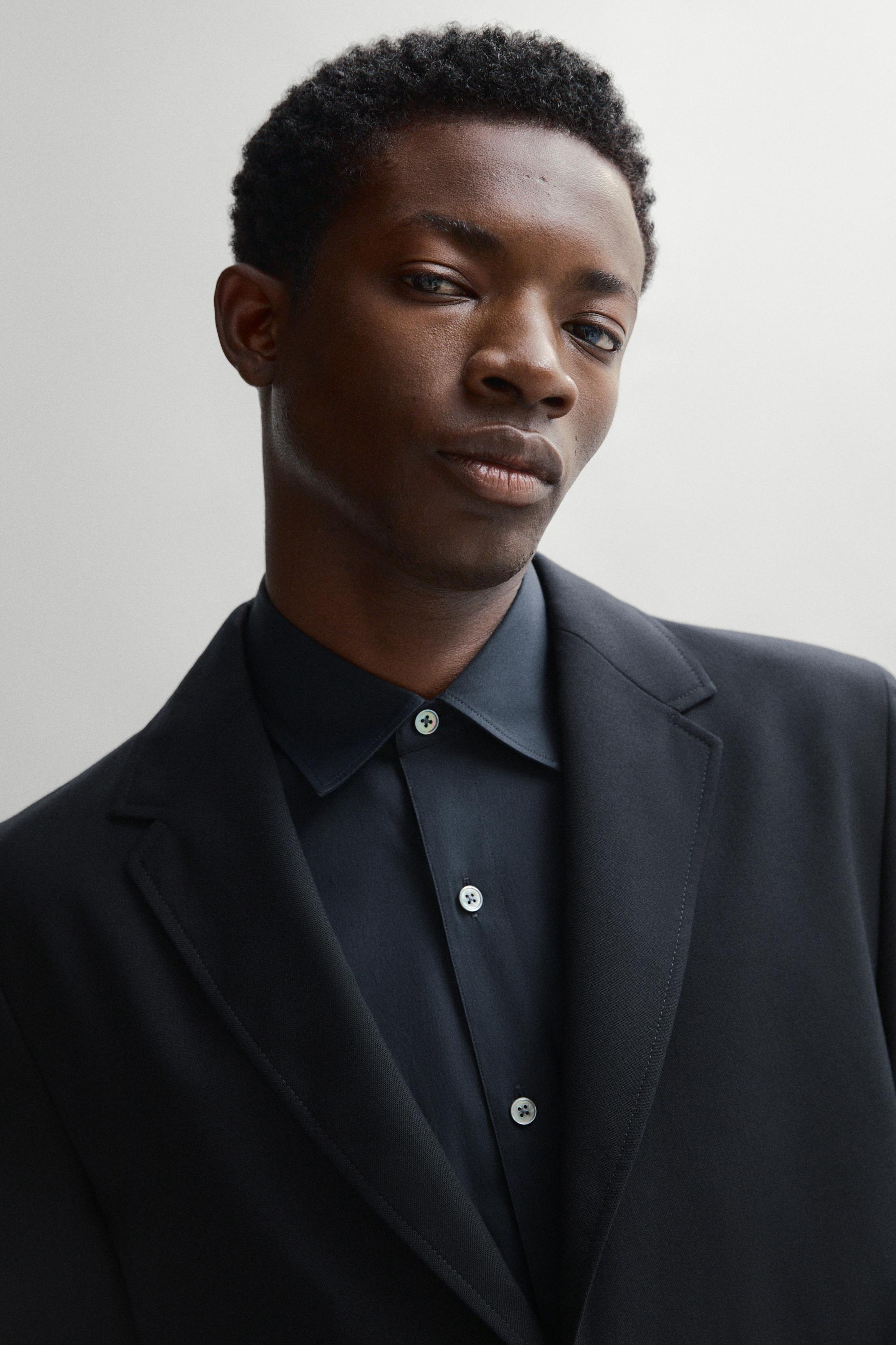 Textured cold wool blazer — DEEP BLUE