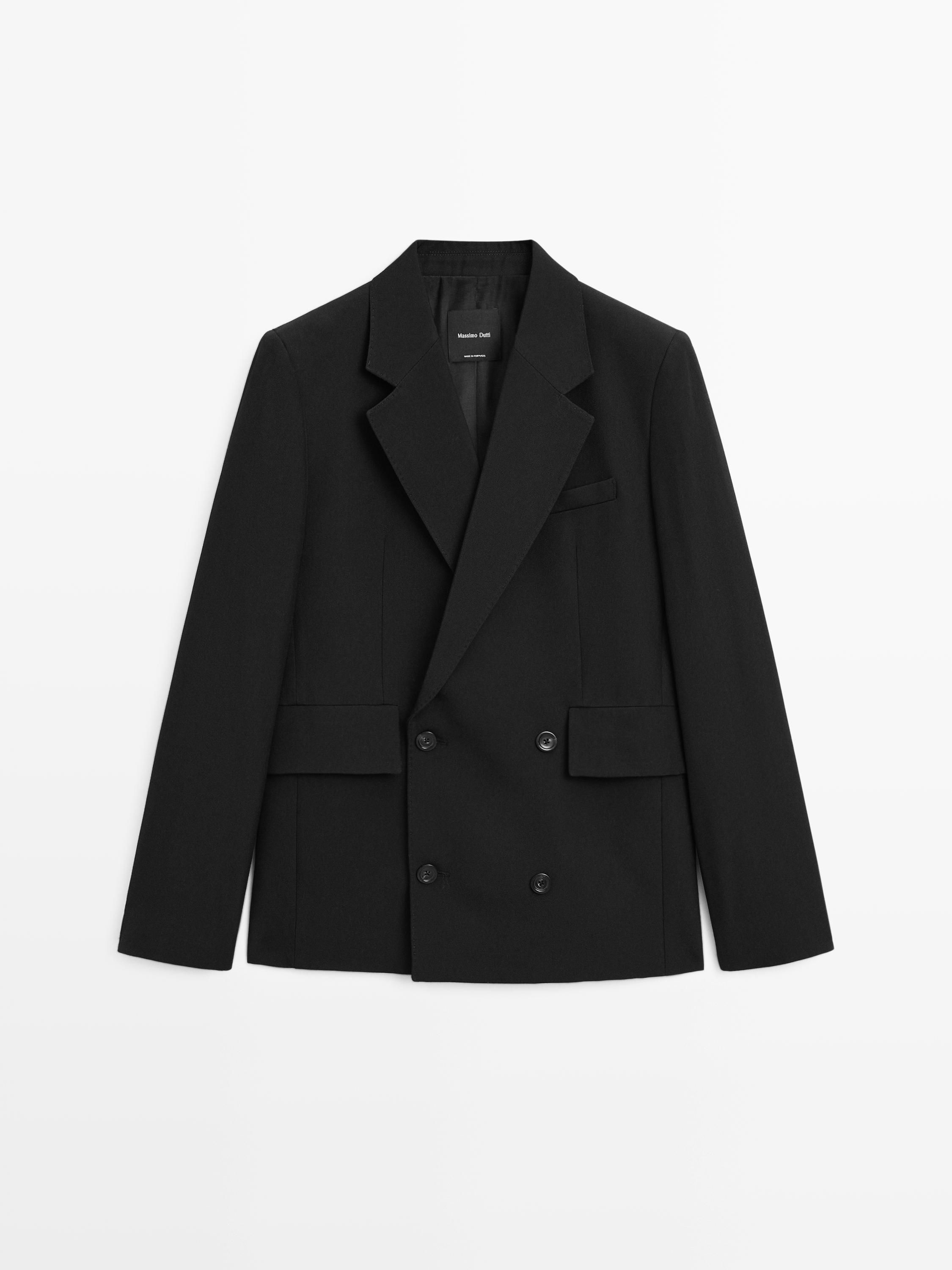 Blazer corto doppiopetto in misto lana
