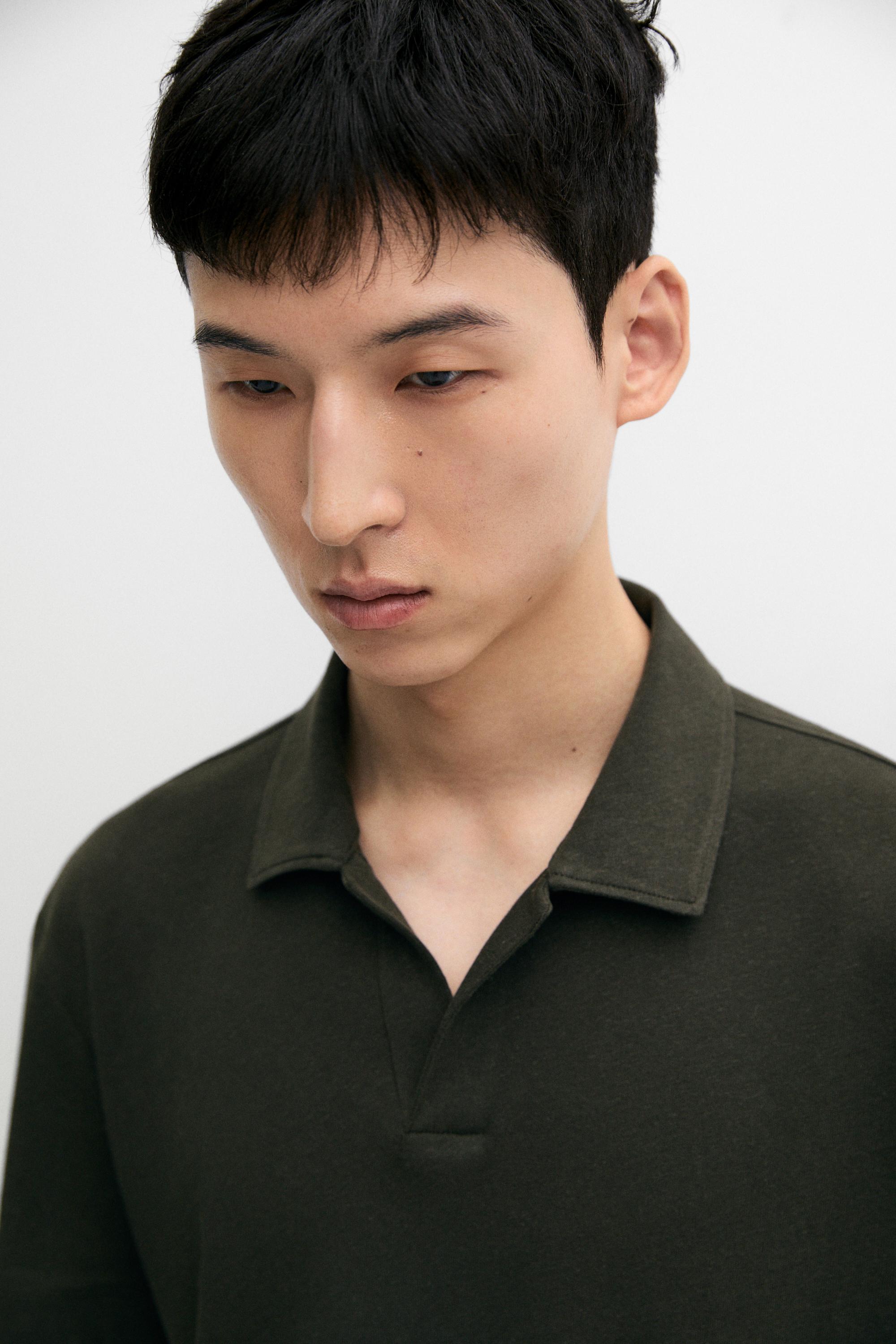 Short sleeve linen cotton polo shirt