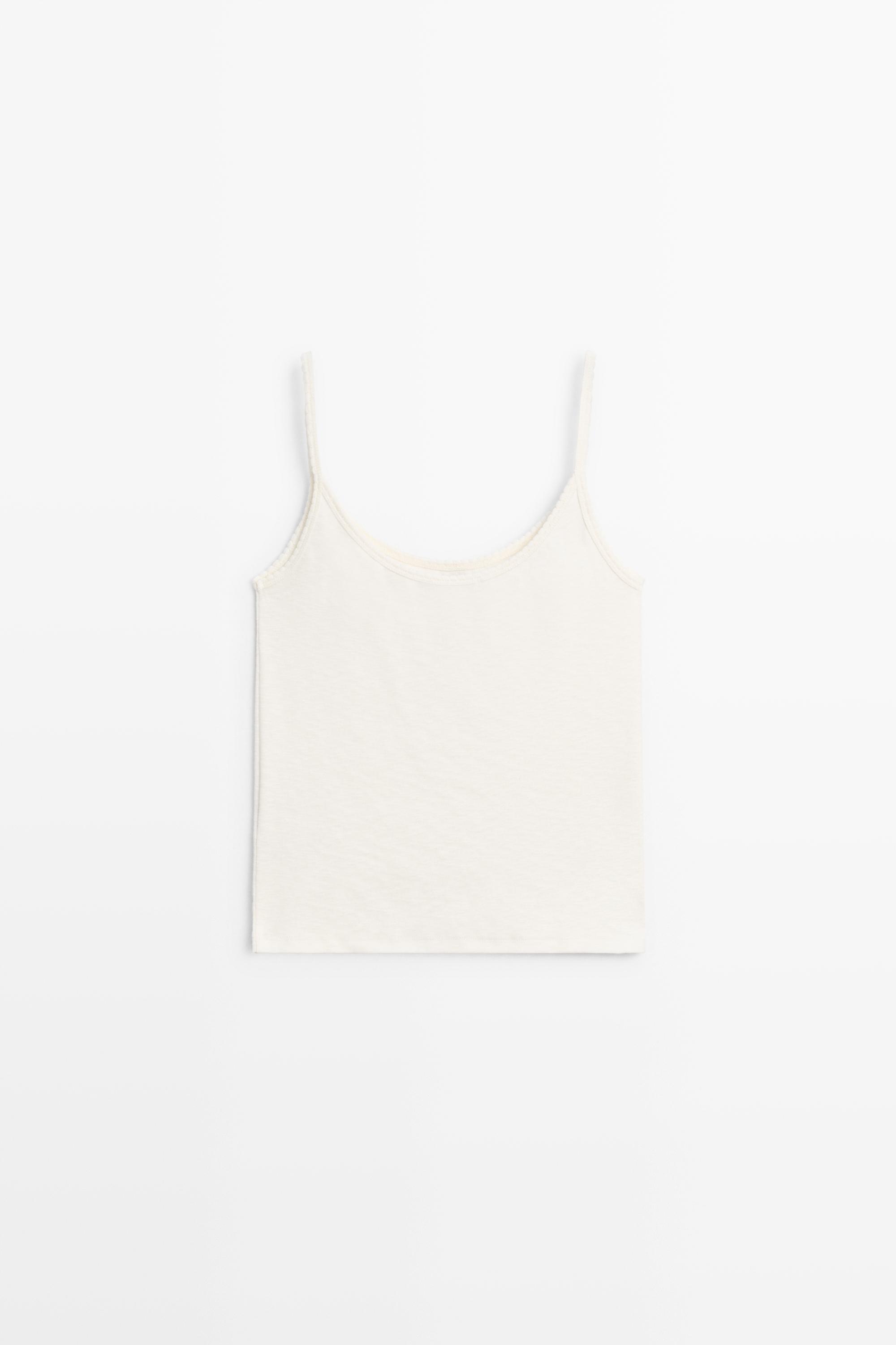 Cotton blend strappy top — Off white