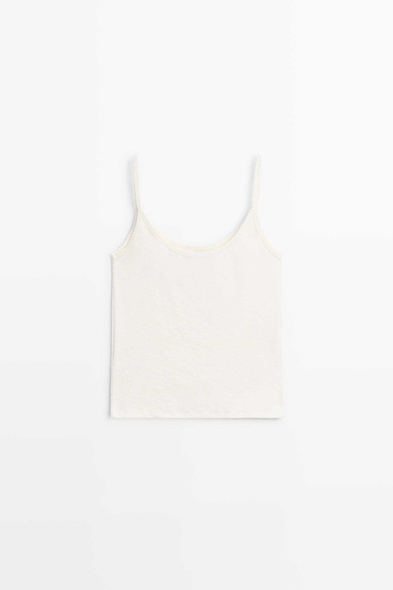 Cotton blend strappy top — Off white