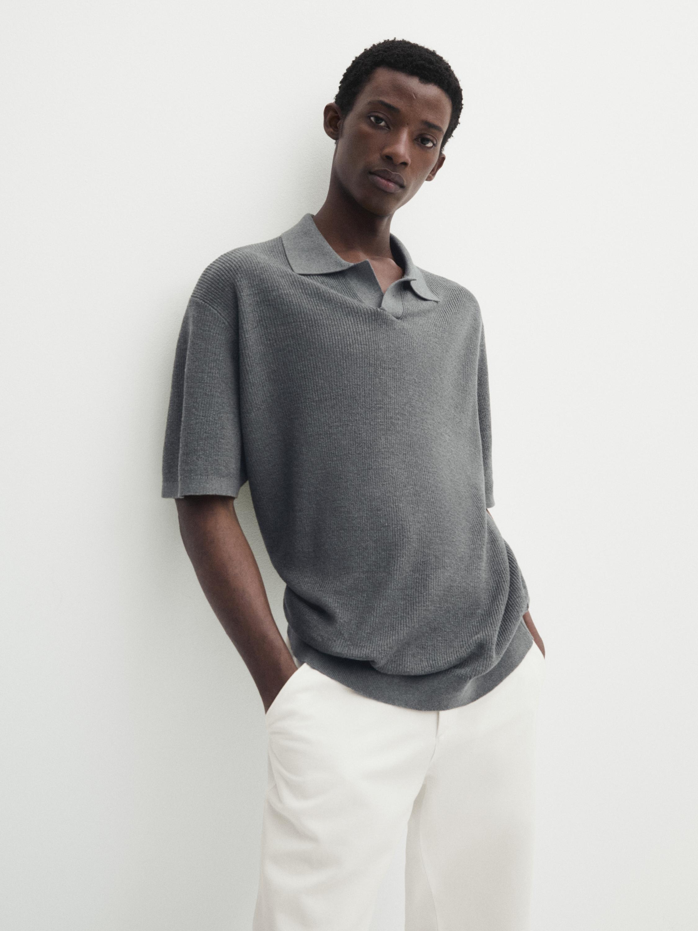 Polo en maille de lin mélangé