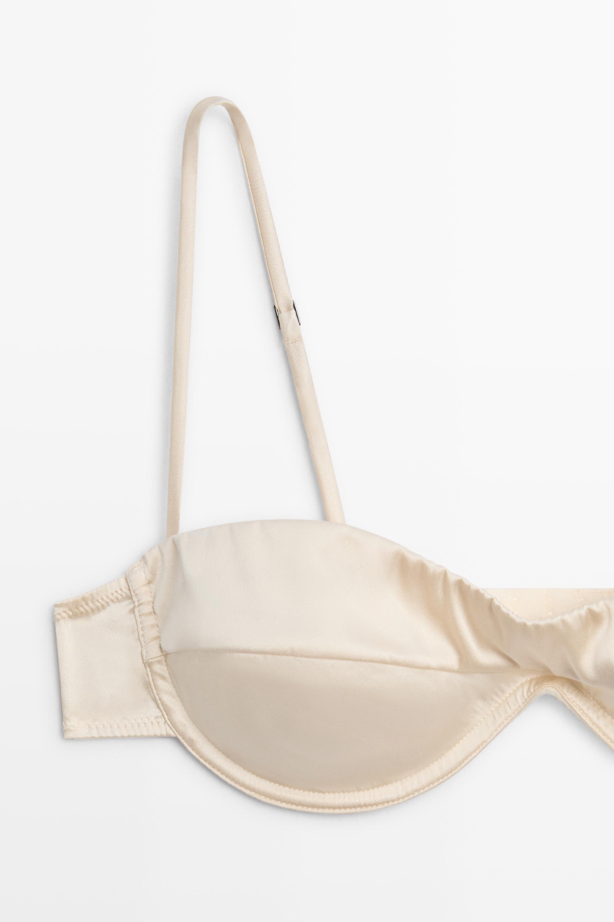 Bandeau top with underwire and seam detail — CREAM