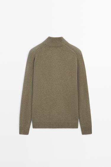 100% wool mock neck knit sweater — BEIGE 6