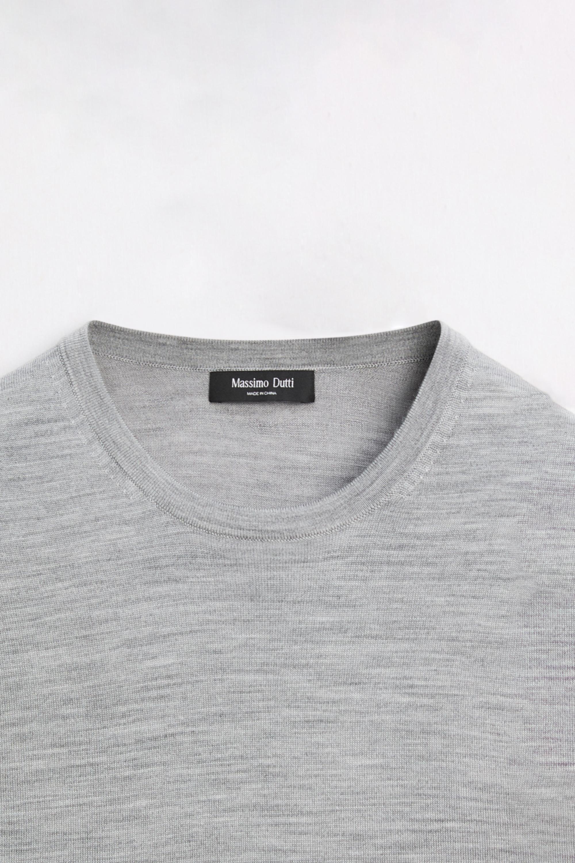 Wool-blend short-sleeve knit sweater — ANTHRACITE GREY