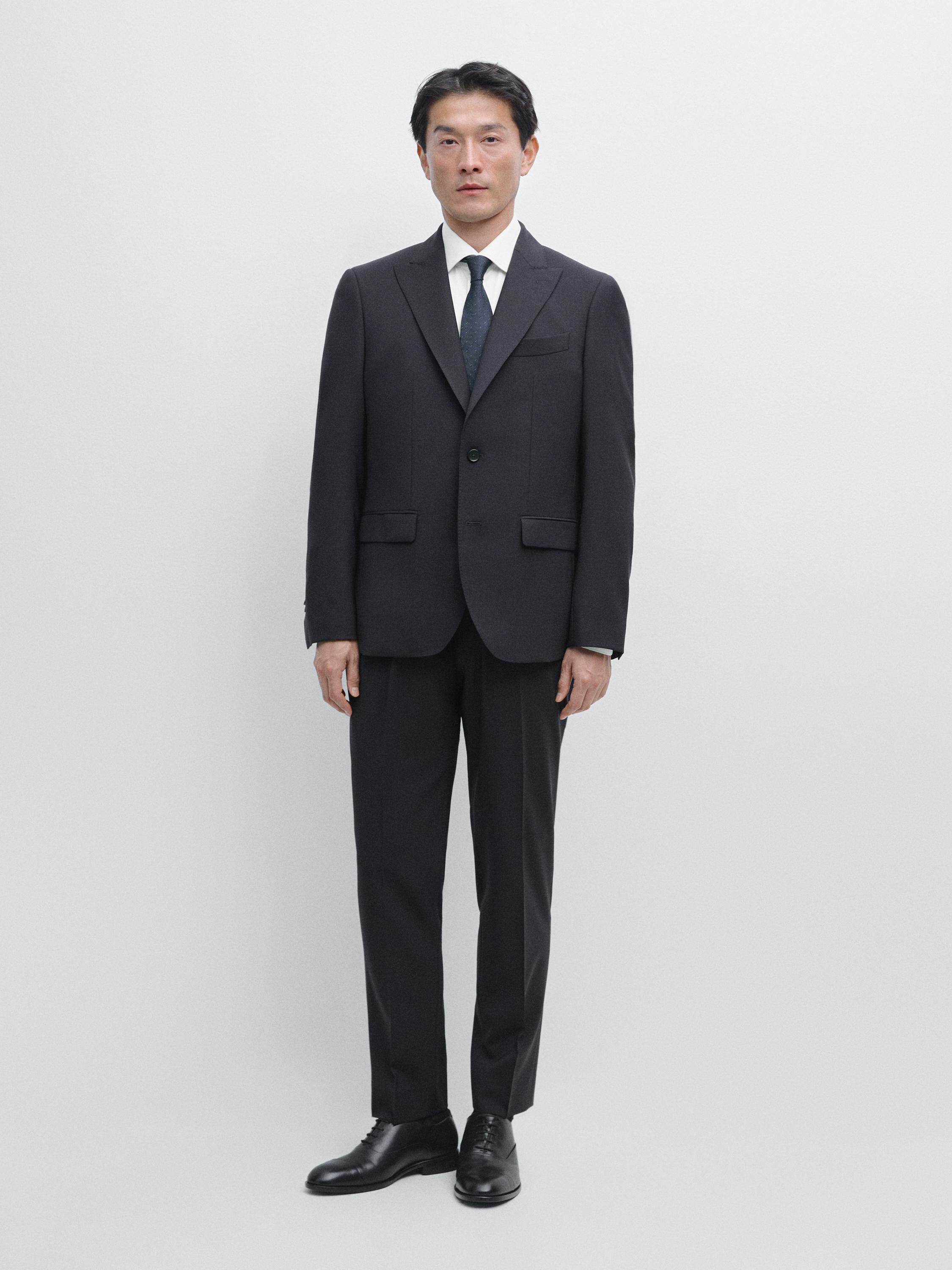 Cool wool blend suit blazer — NAVY BLUE