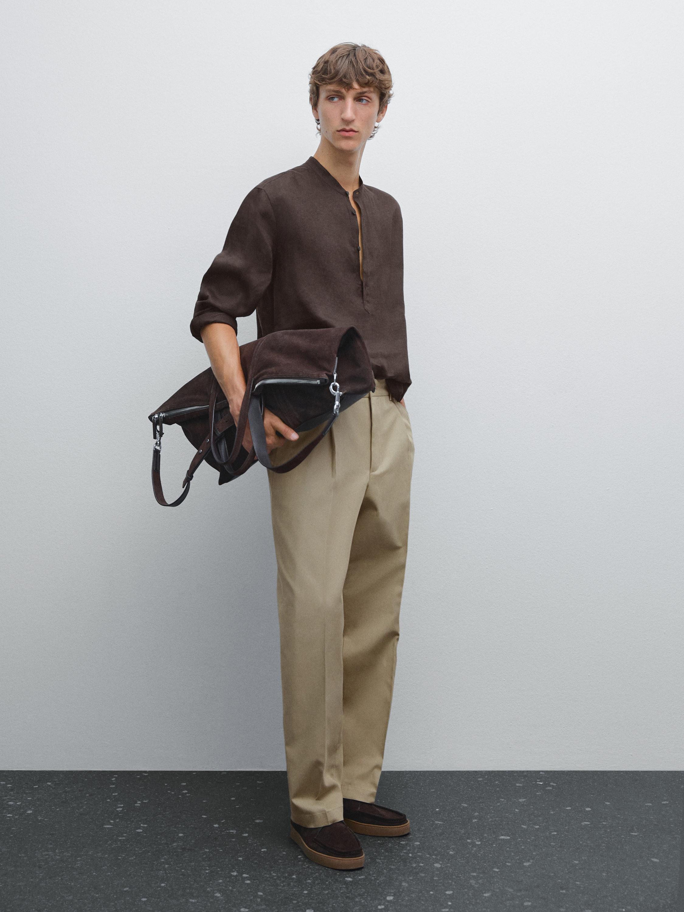 Regular fit shirt with mao collar