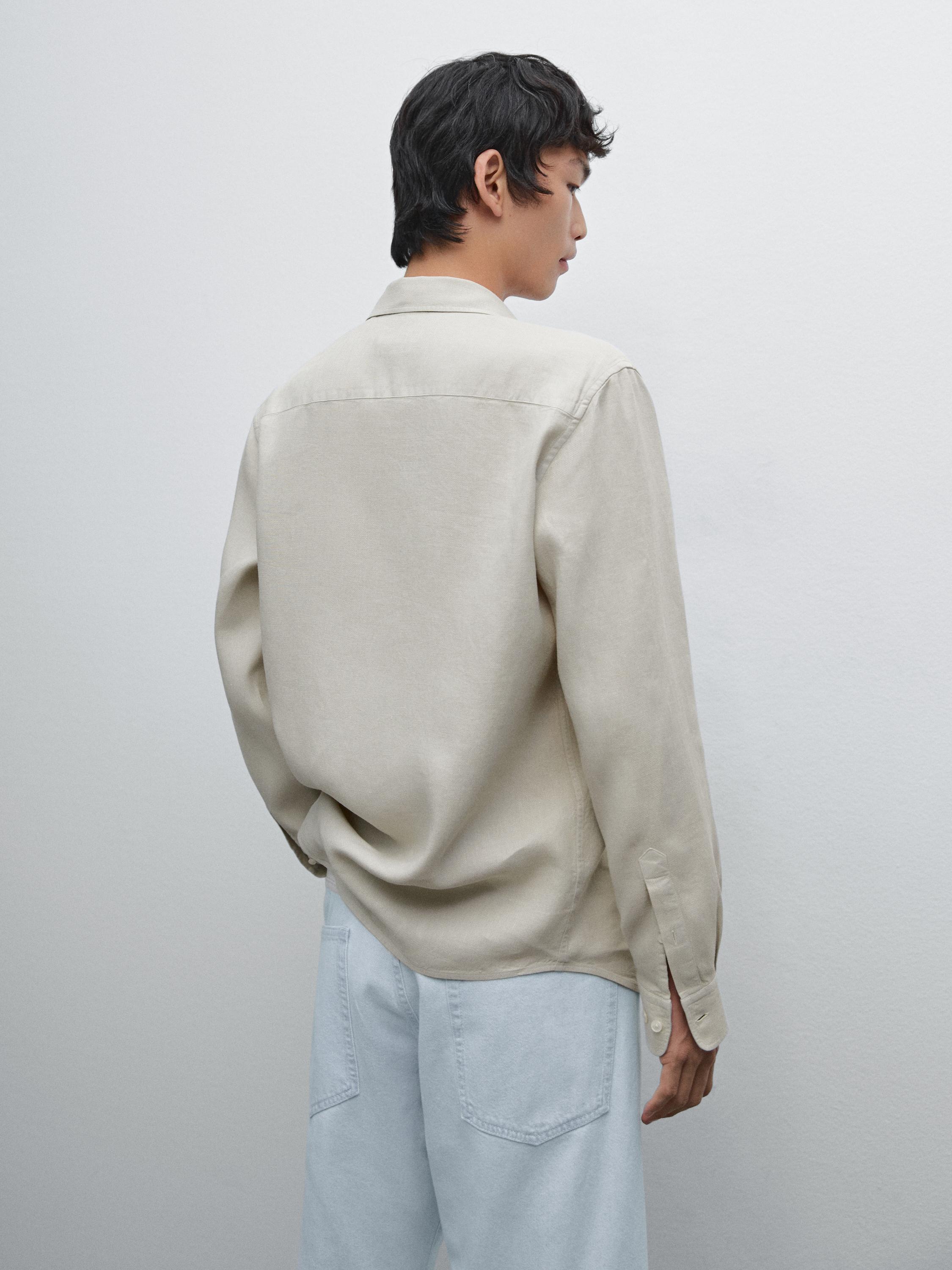 Slim fit linen blend shirt