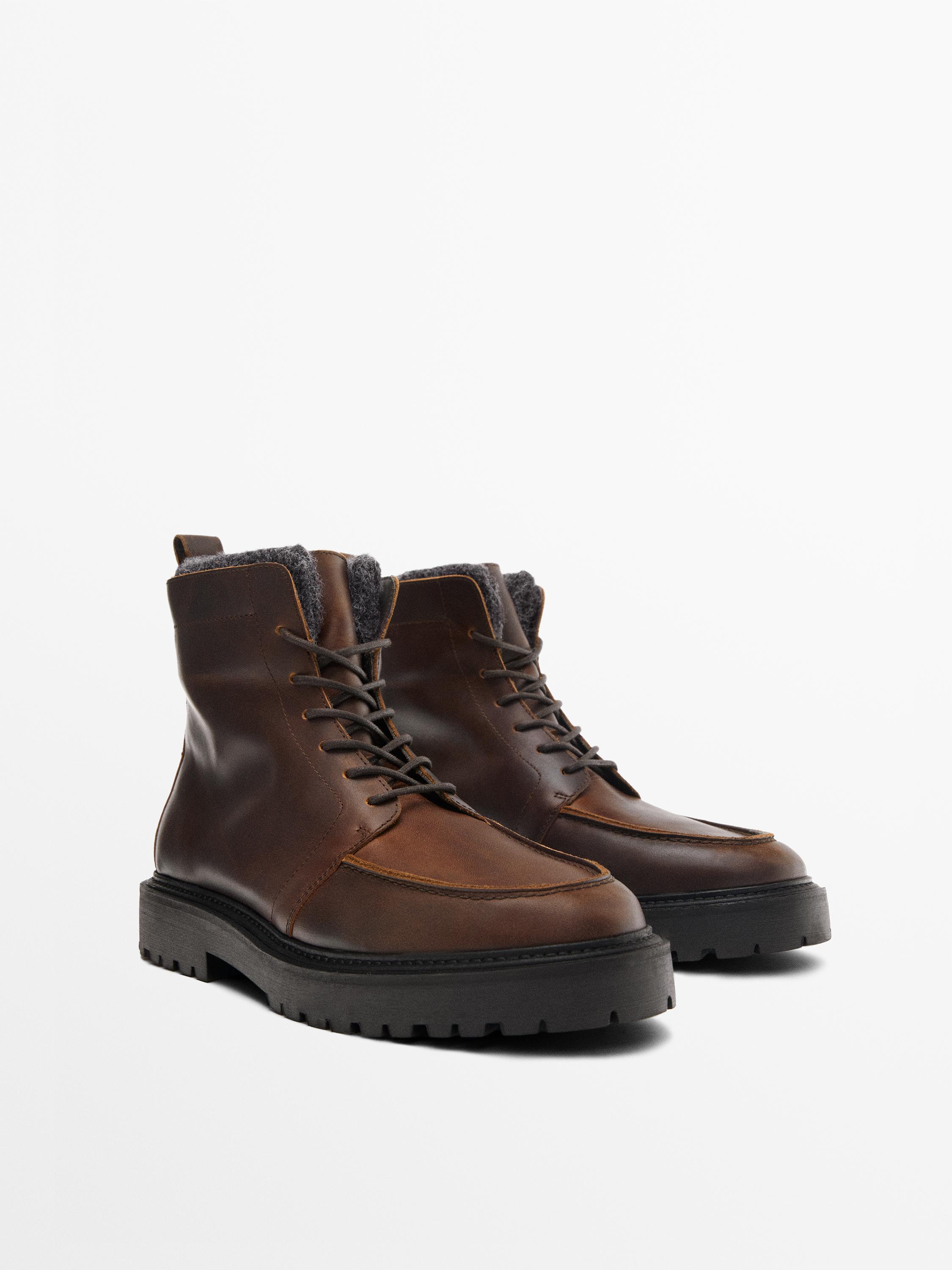 Bottes en cuir fourrées à lacets