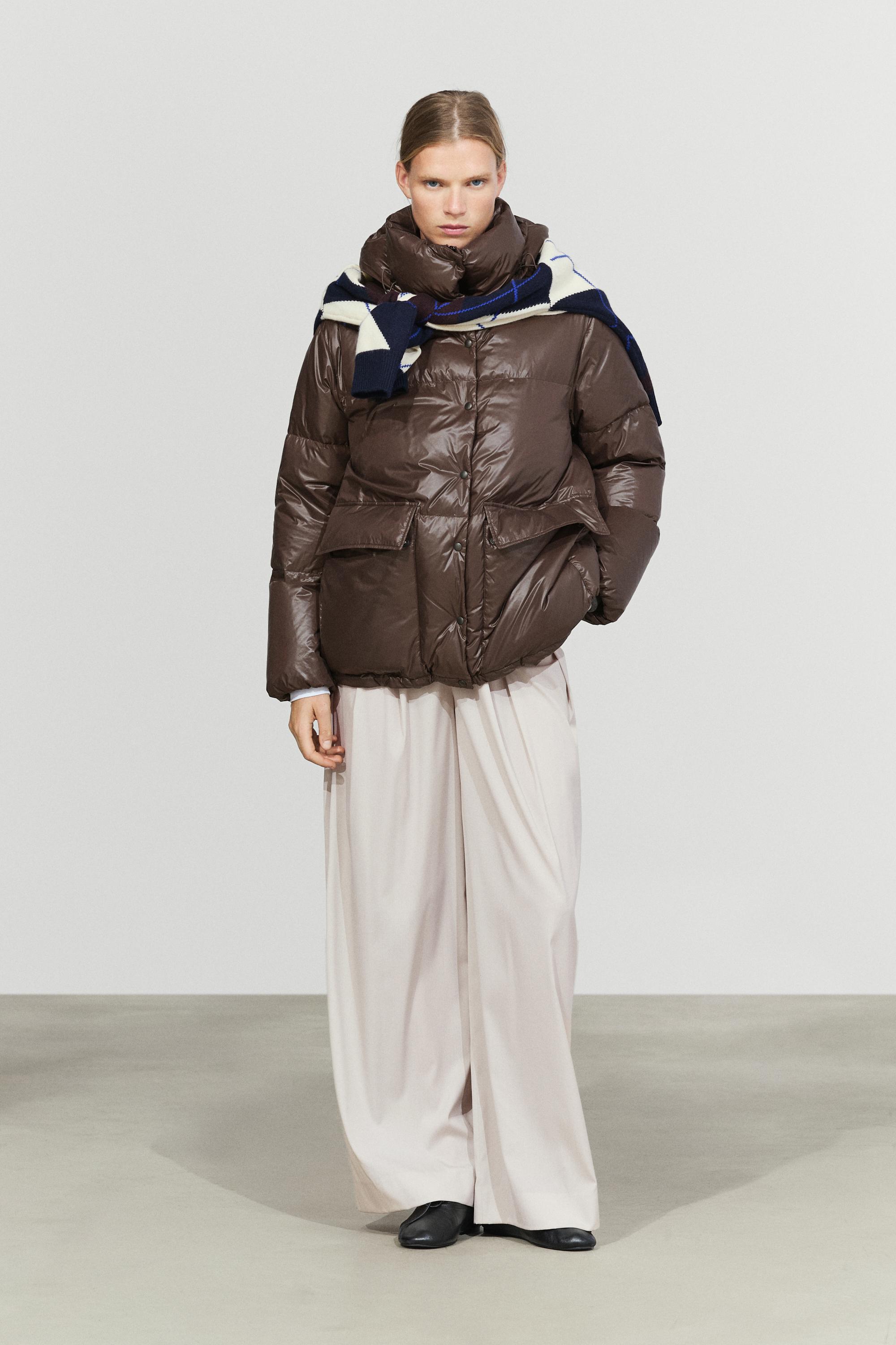 Stand-up collar down jacket — BROWN