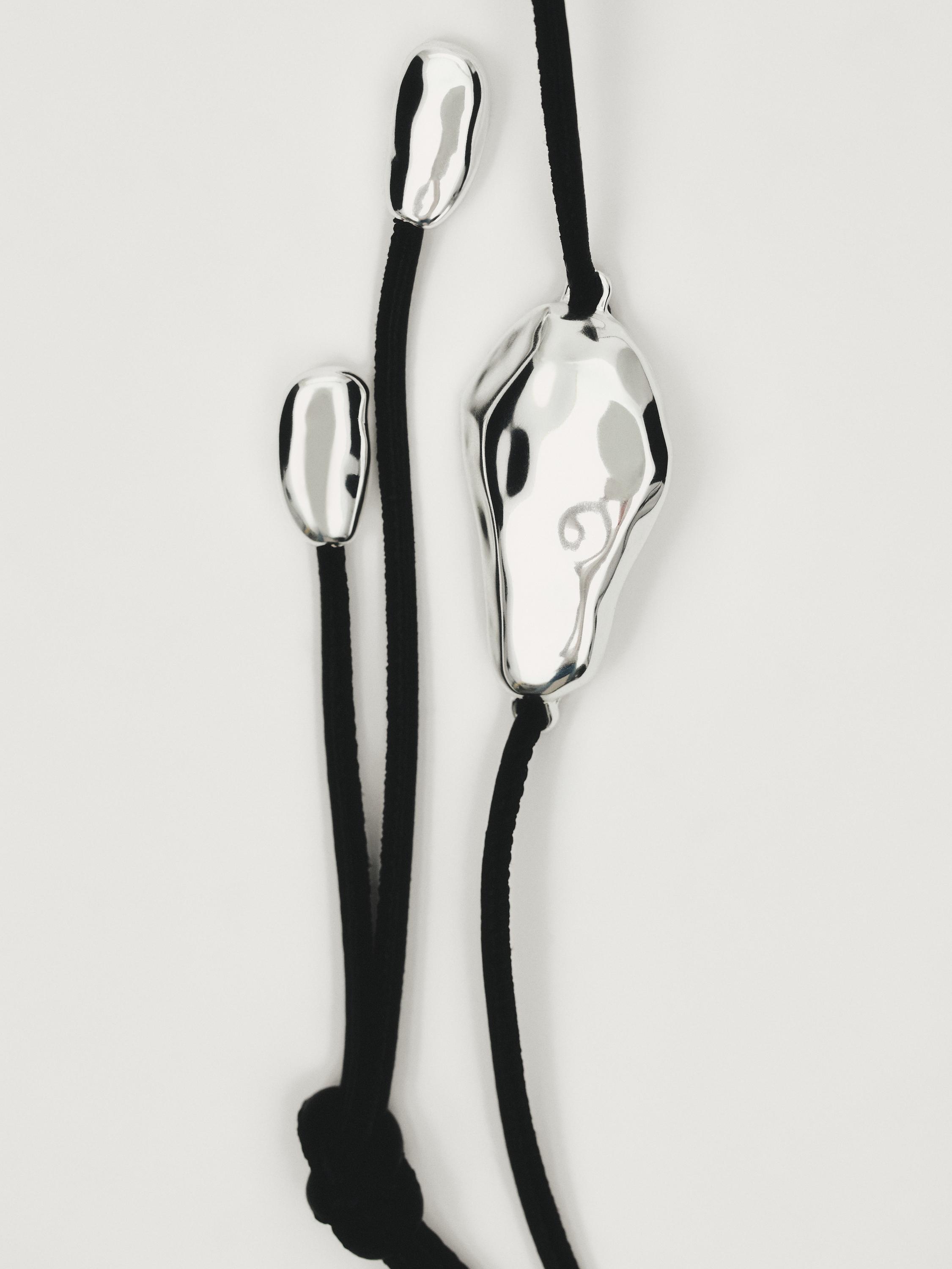 Leather cord belt with piece detail · Silver · Accessories