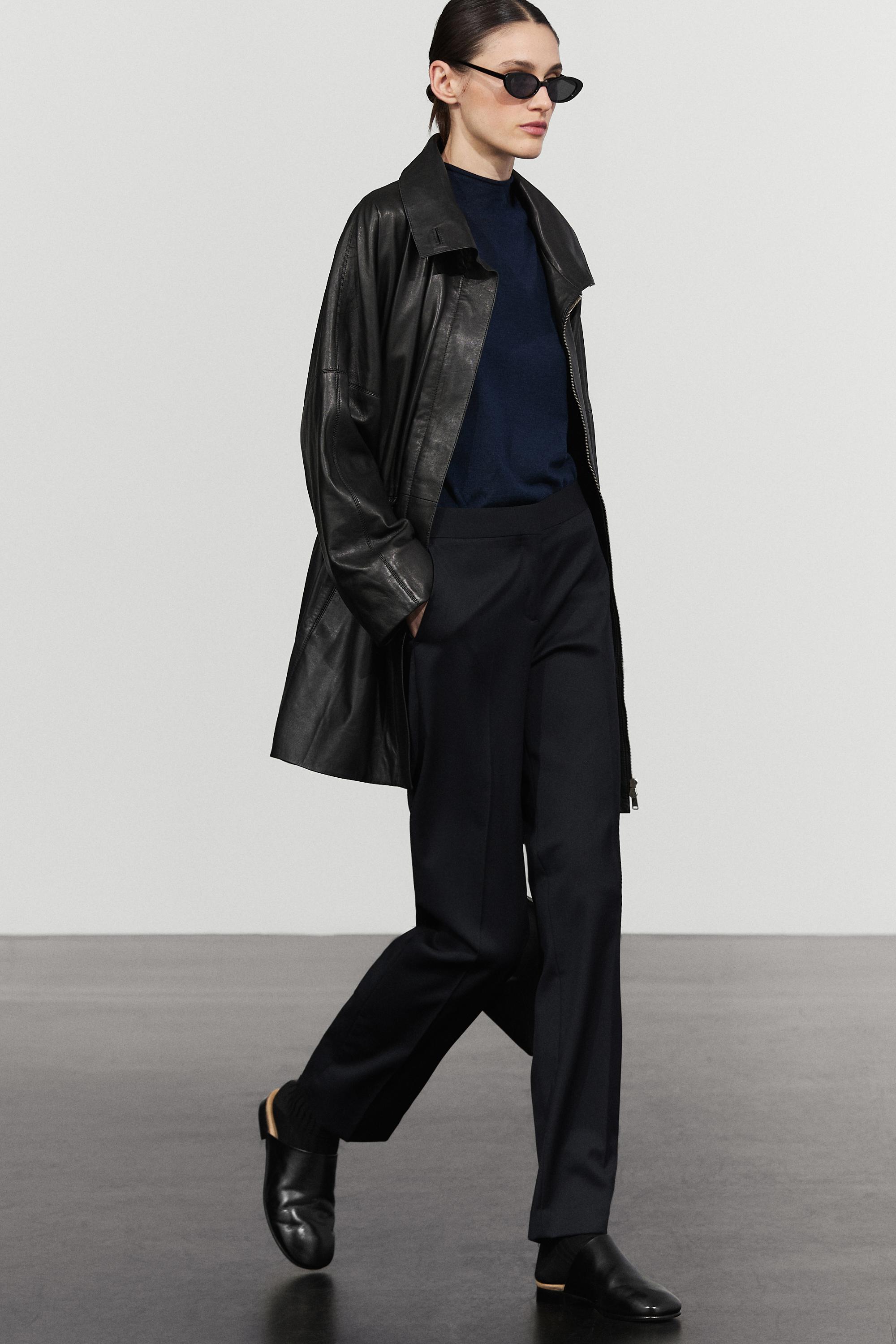 100% cool wool straight fit trousers