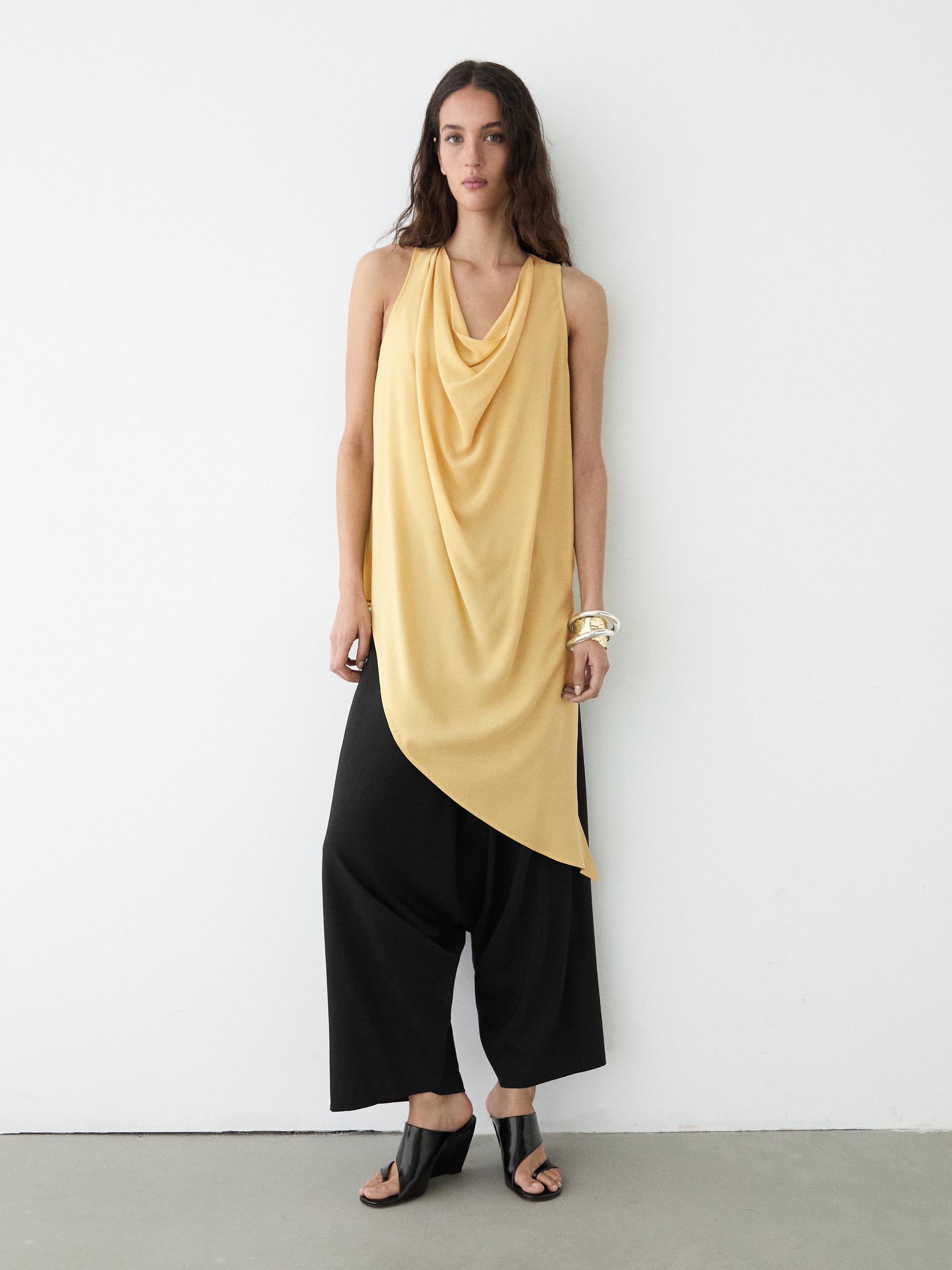 Long flowing asymmetric top — PALE YELLOW