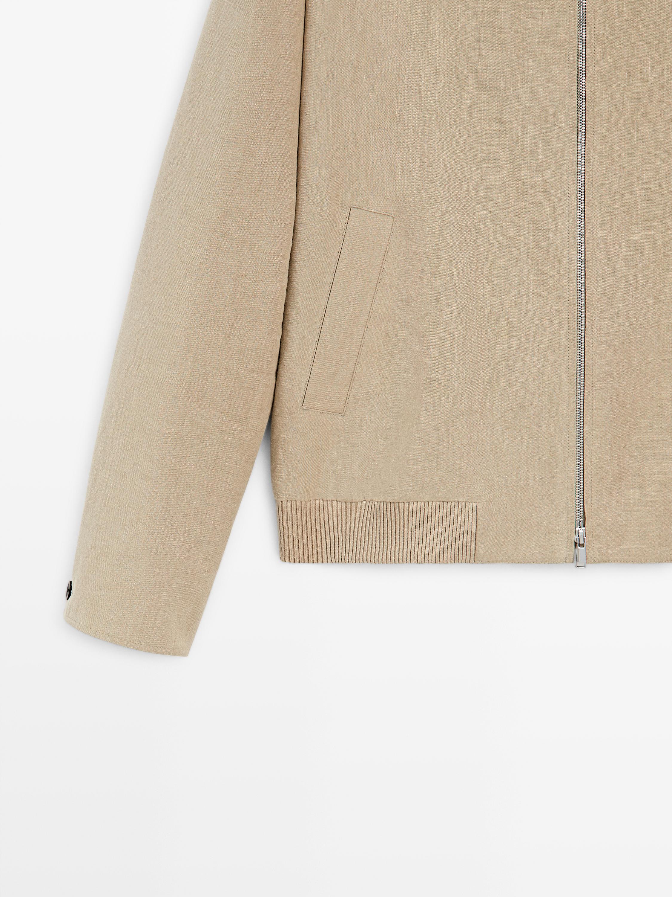 Linen bomber jacket — BEIGE