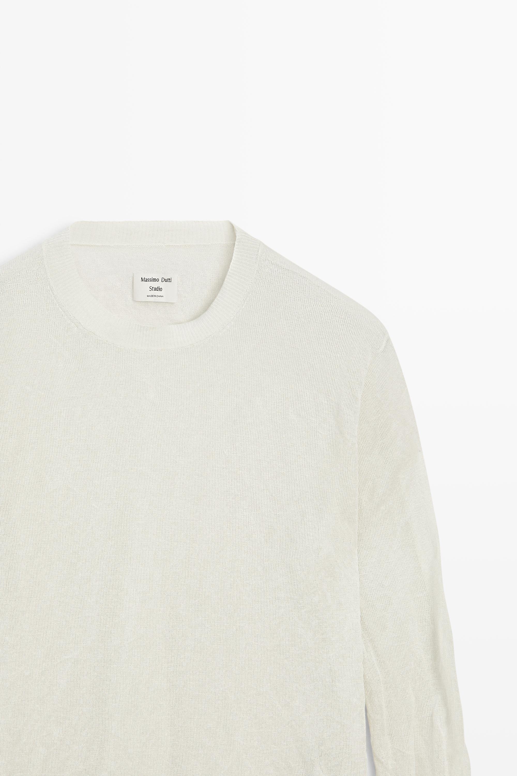 Long sleeve fine knit sweater - STUDIO — OLD SILVER