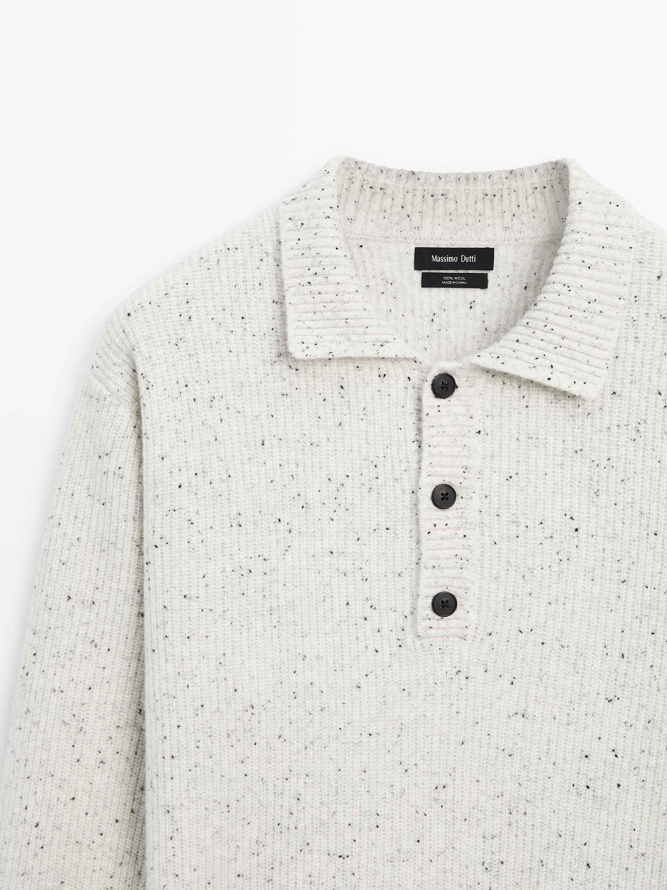 Jersey cuello polo 100% lana