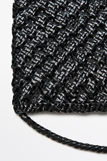 Medium braided nappa leather bag — BLACK 6