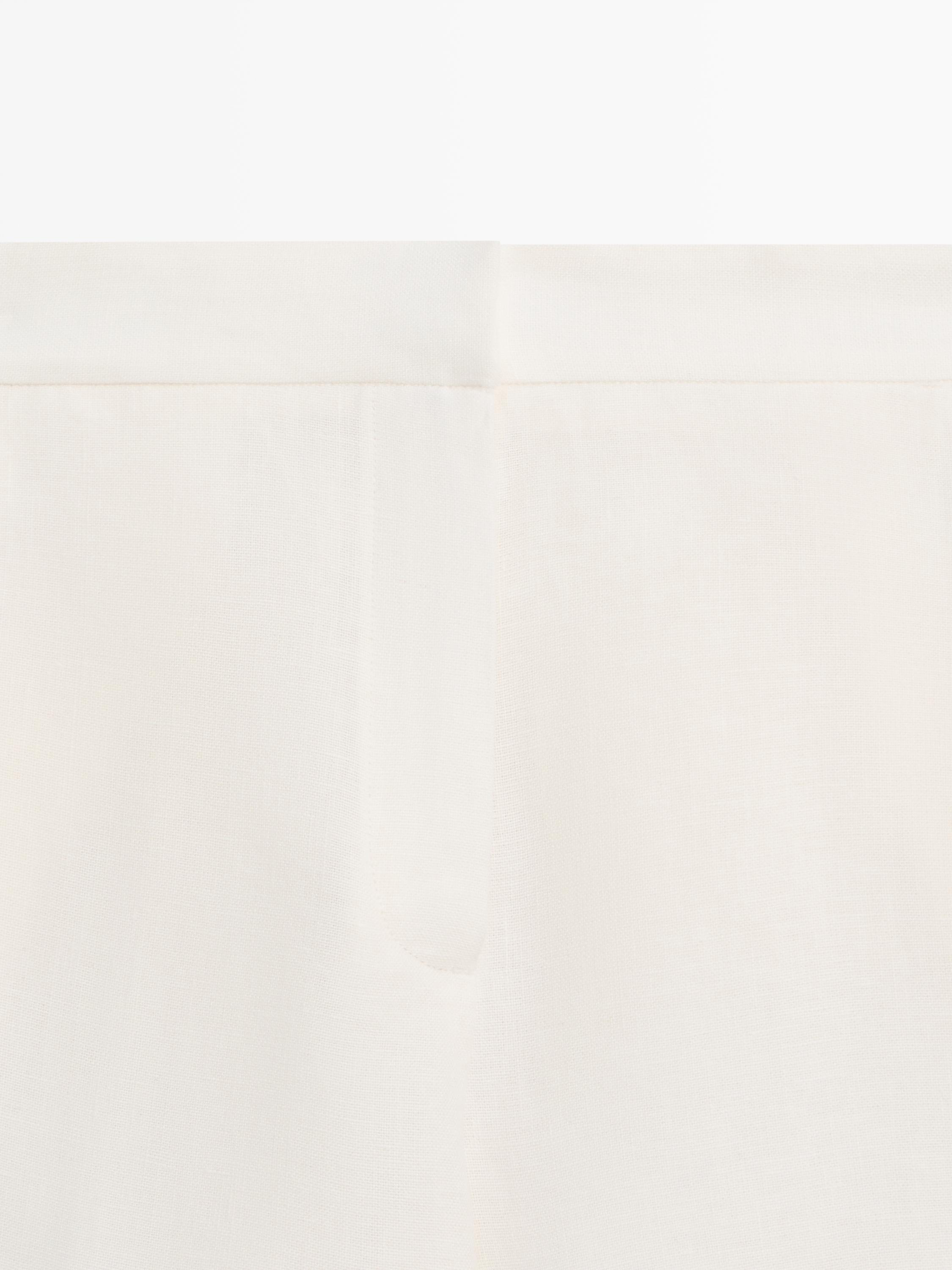 Massimo Dutti Long Linen Bermuda Shorts In Pink