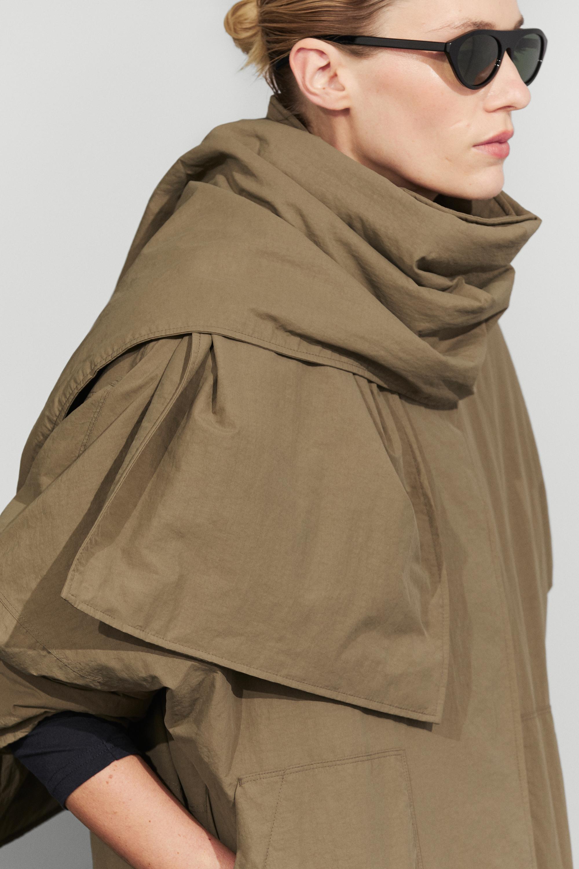 Quilted bomber jacket with scarf — CAMEL