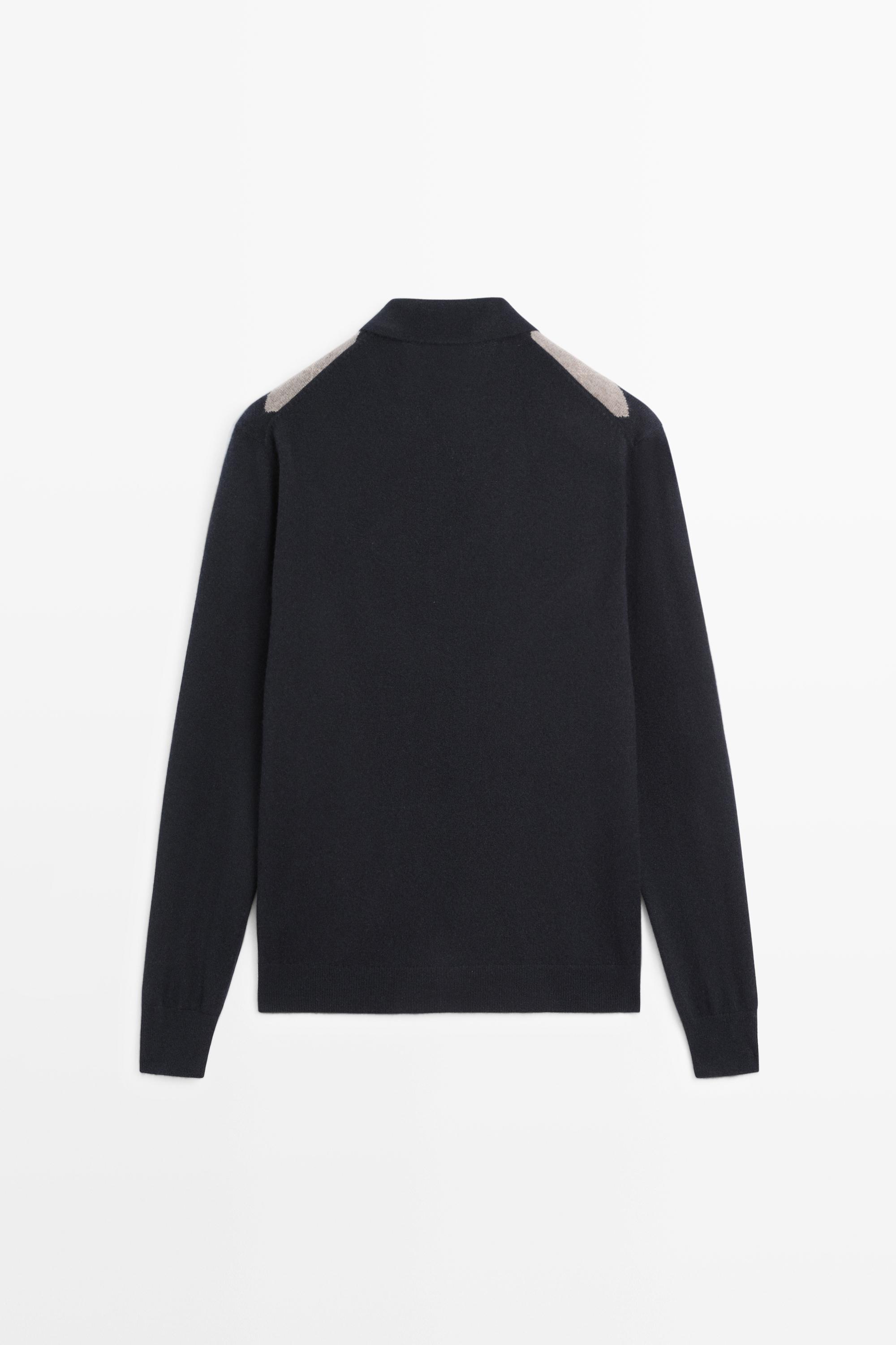 100% cashmere argyle knit cardigan — NAVY BLUE