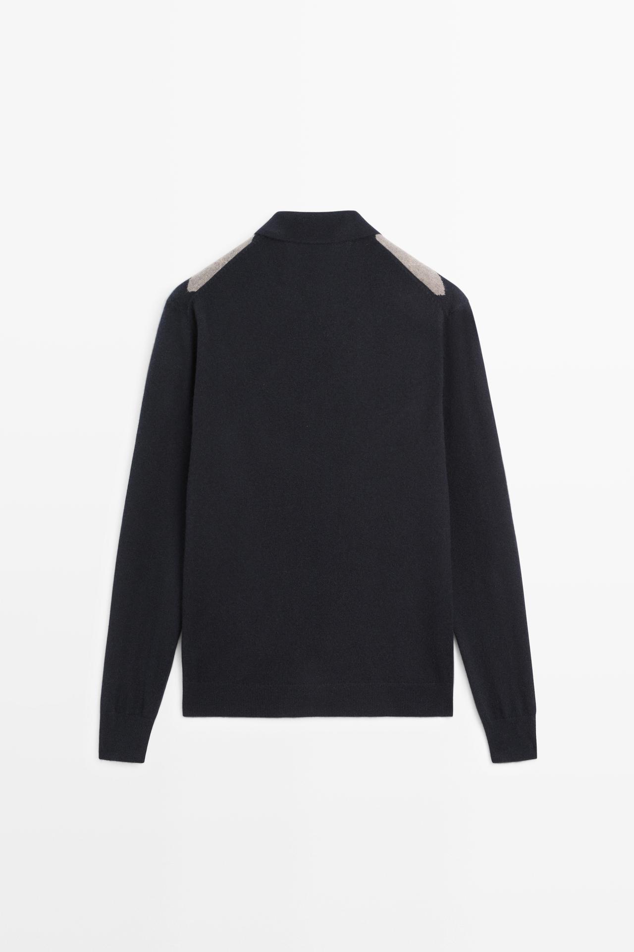 100% cashmere argyle knit cardigan — NAVY BLUE