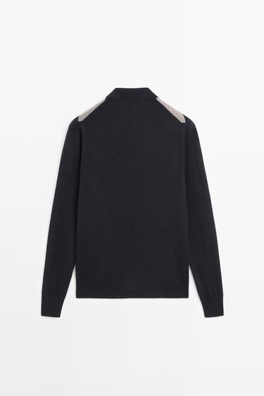 100% cashmere argyle knit cardigan — NAVY BLUE 6