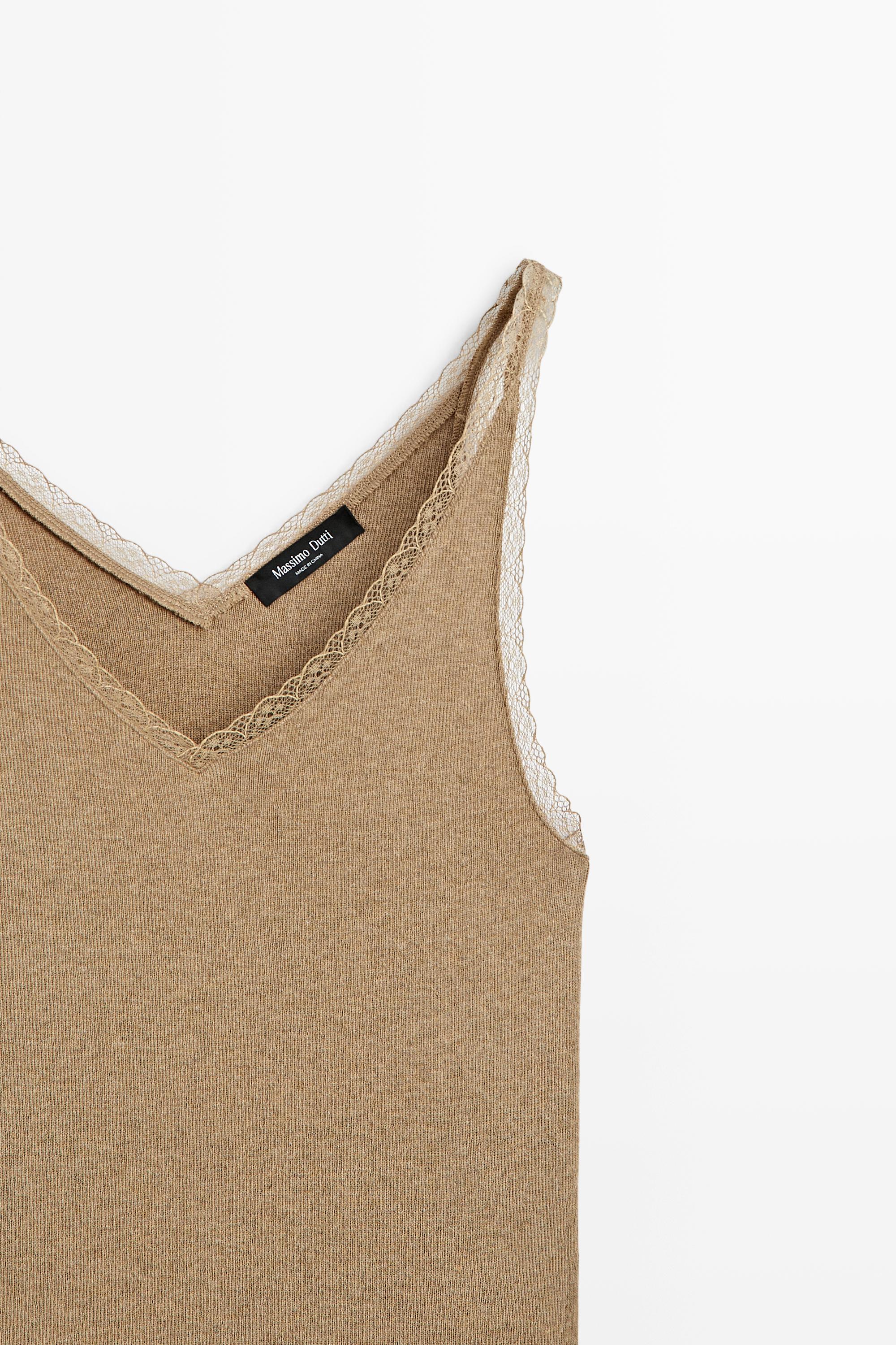 100% cotton lace detail camisole — OCHRE