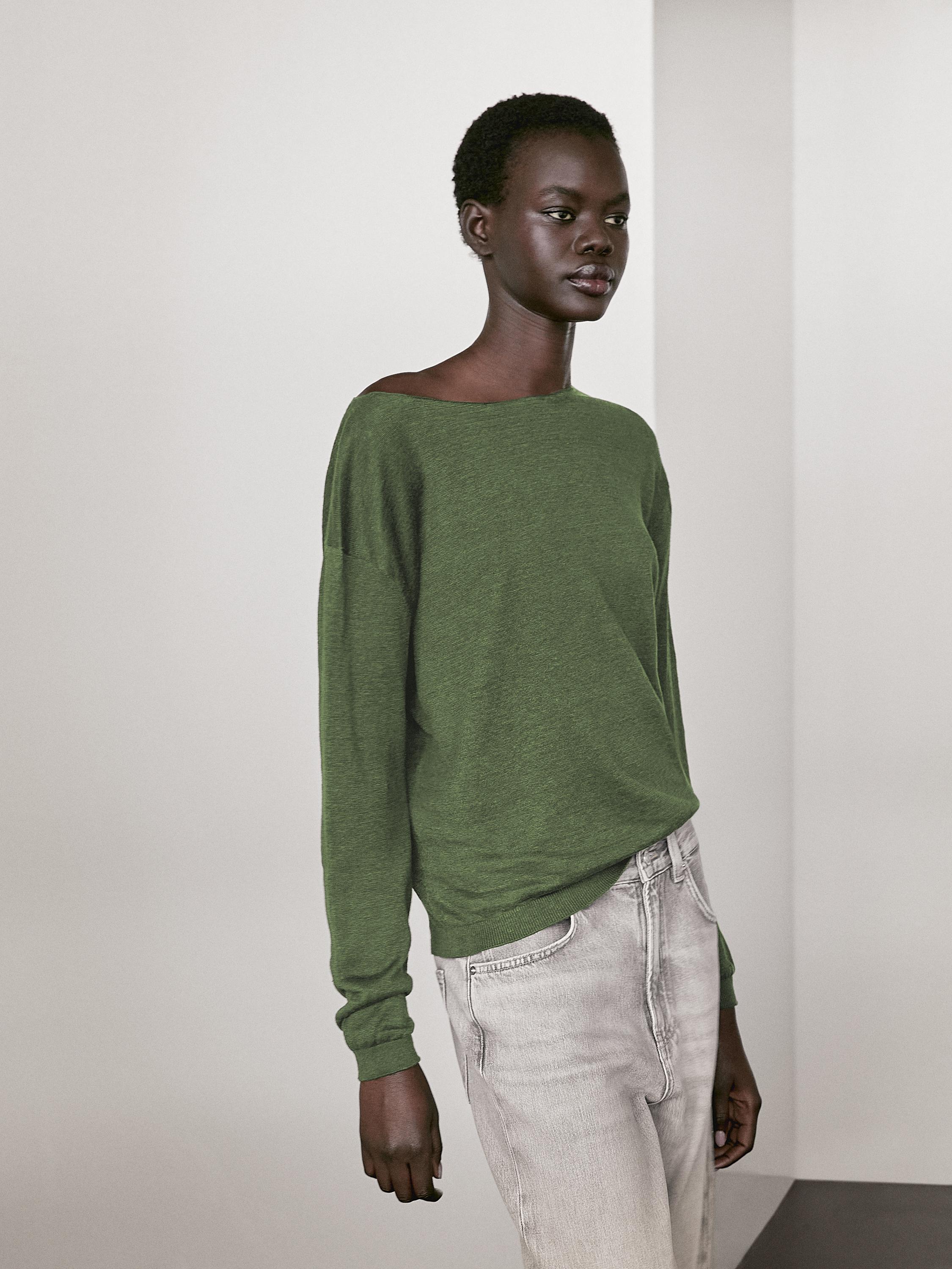 100% linen boat neck sweater