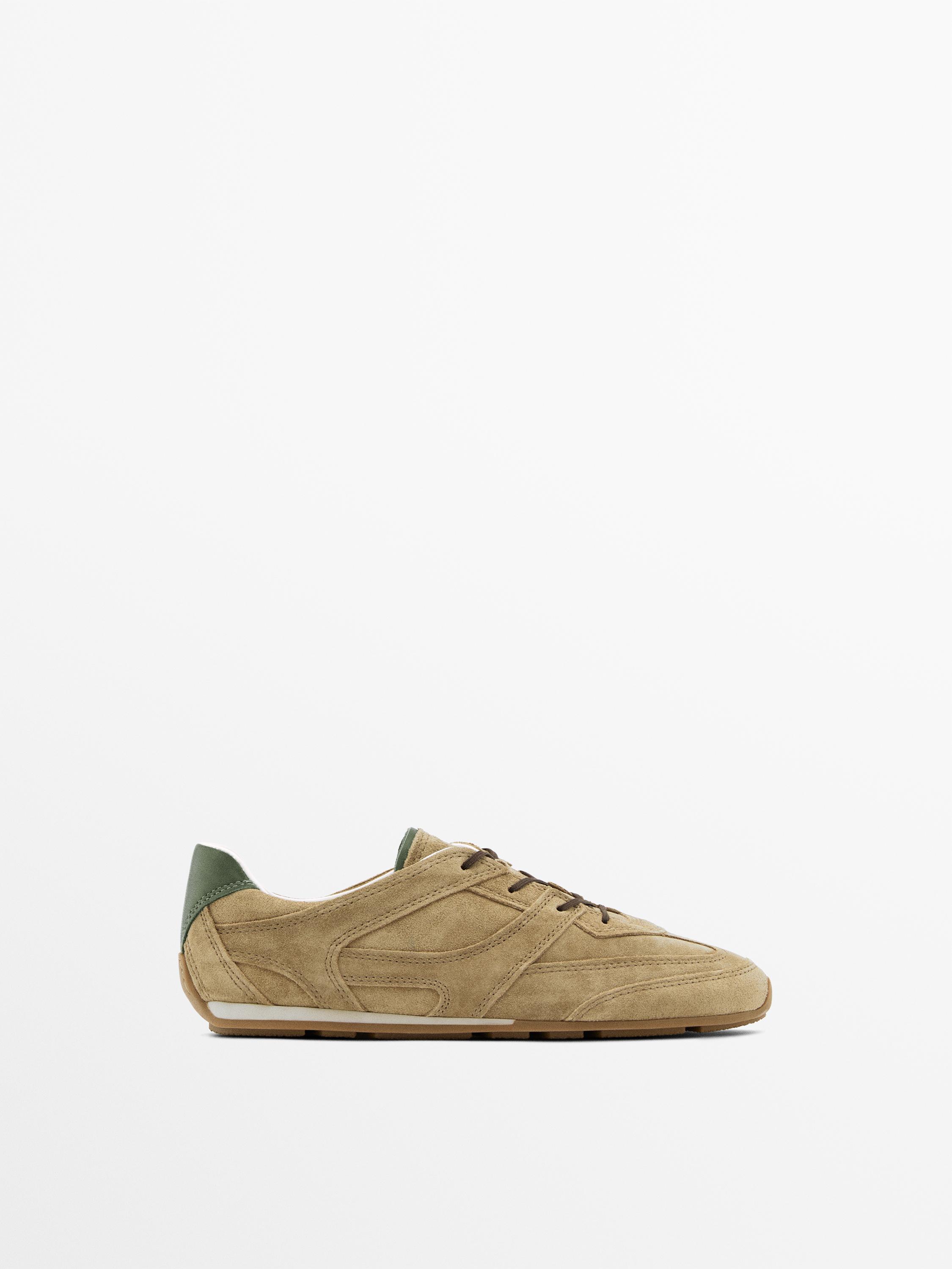 Split leather trainers with piece details — OCHRE