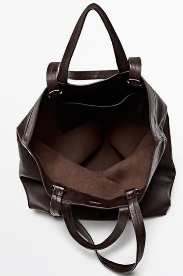 Nappa leather tote bag — BROWN 4