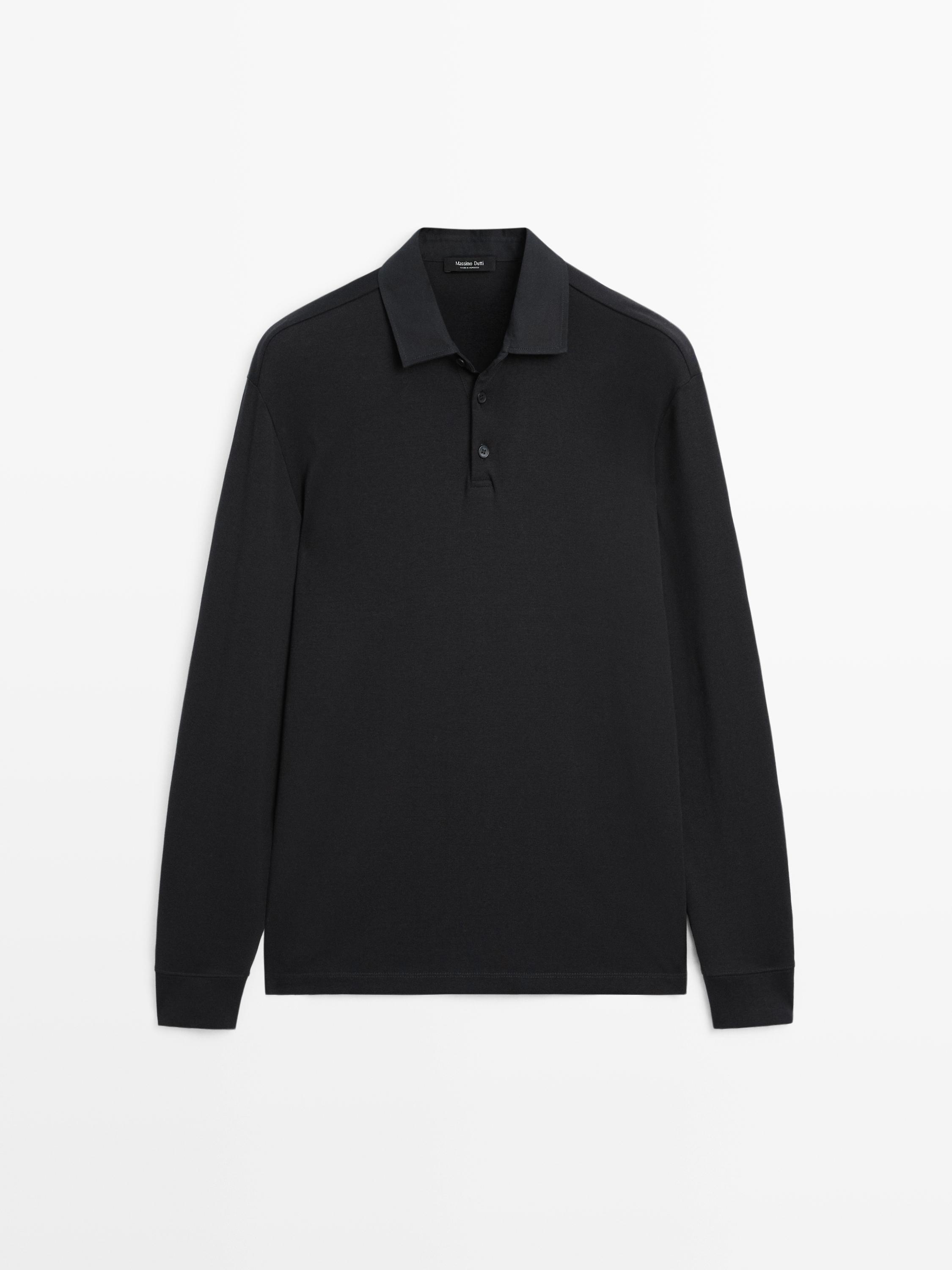 Langermet poloskjorte med kontrastkrage