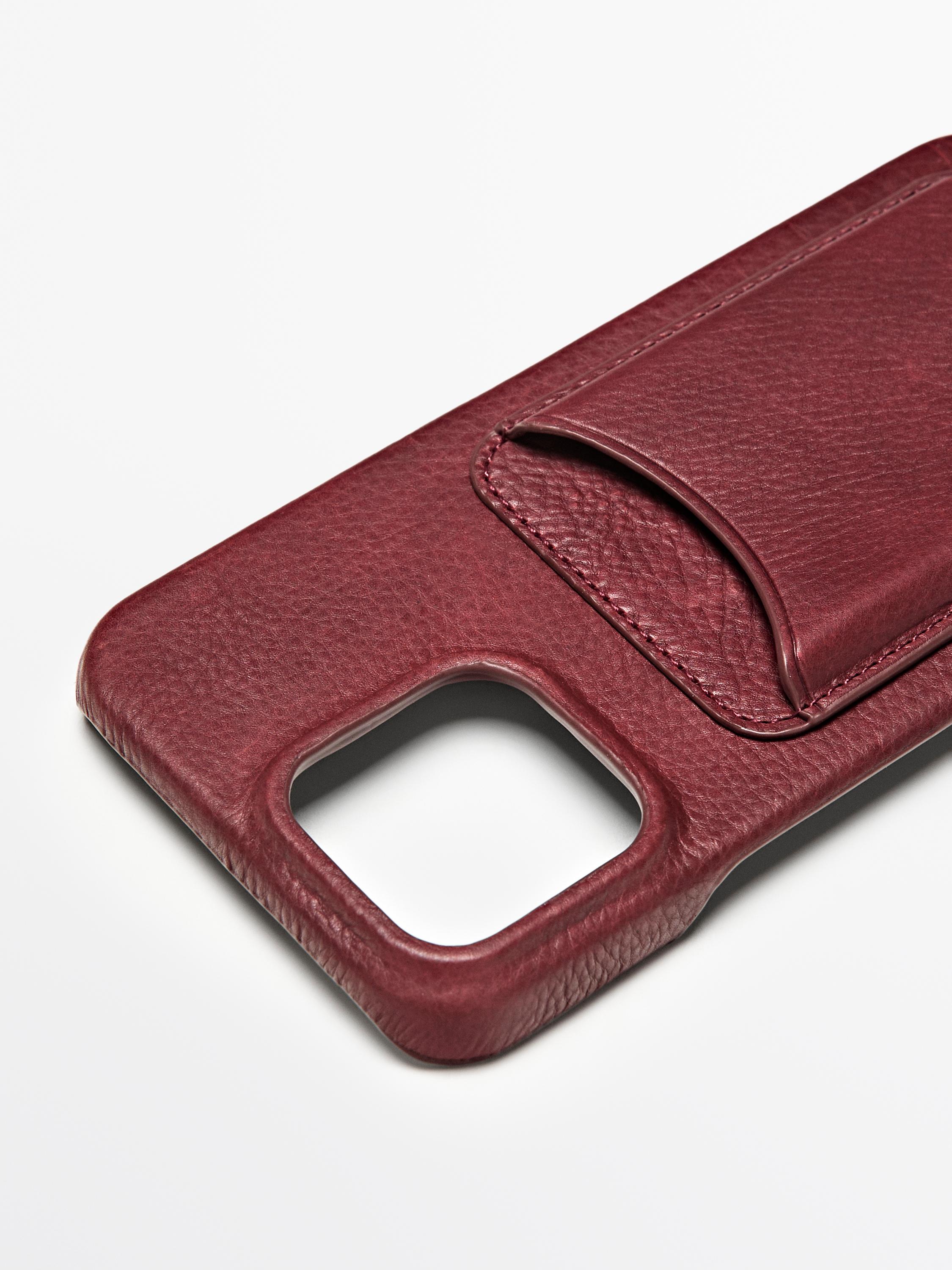 Nappa leather iPhone 16 Pro Max case — RED