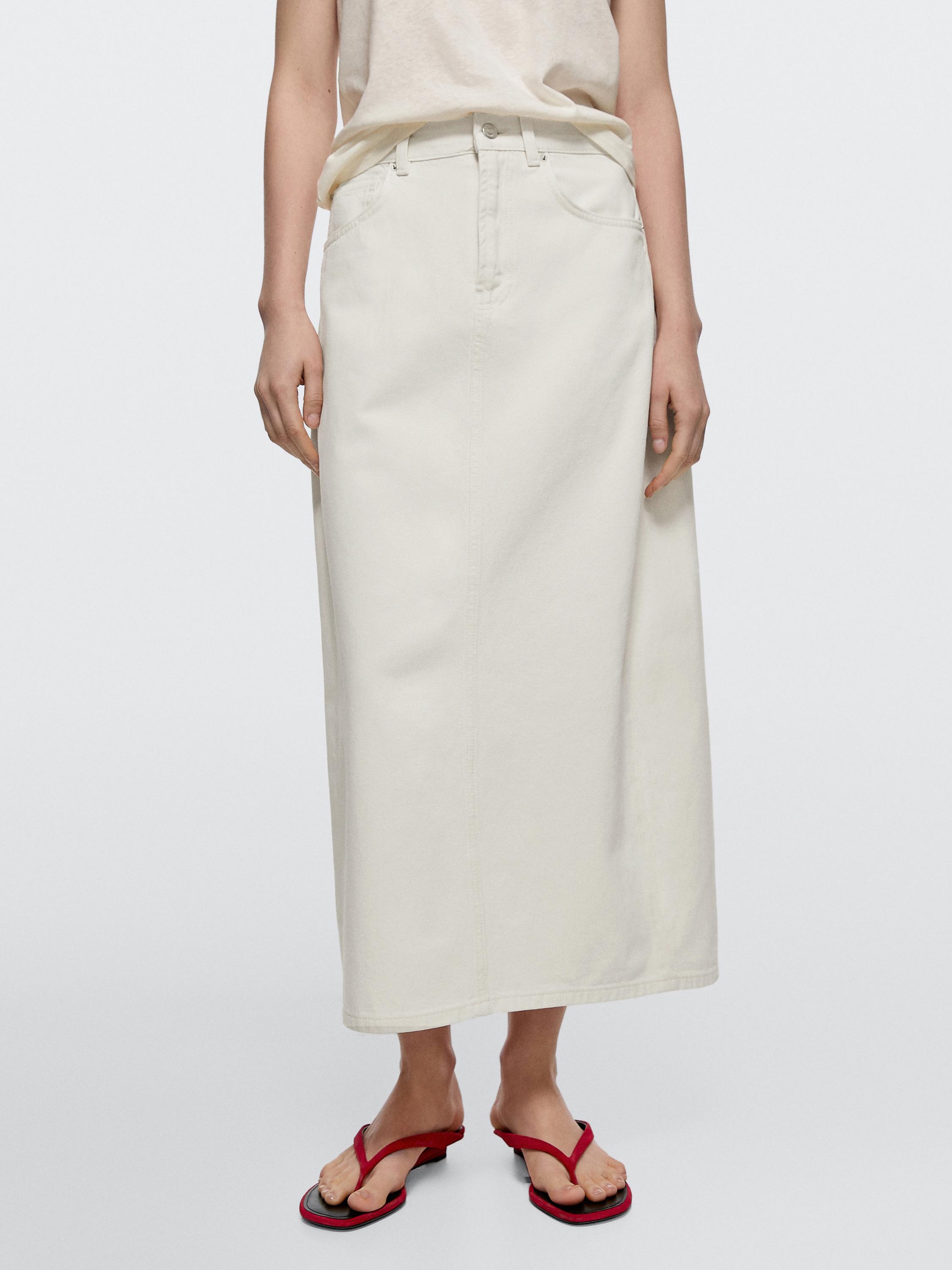 Barrel fit denim midi skirt — CREAM