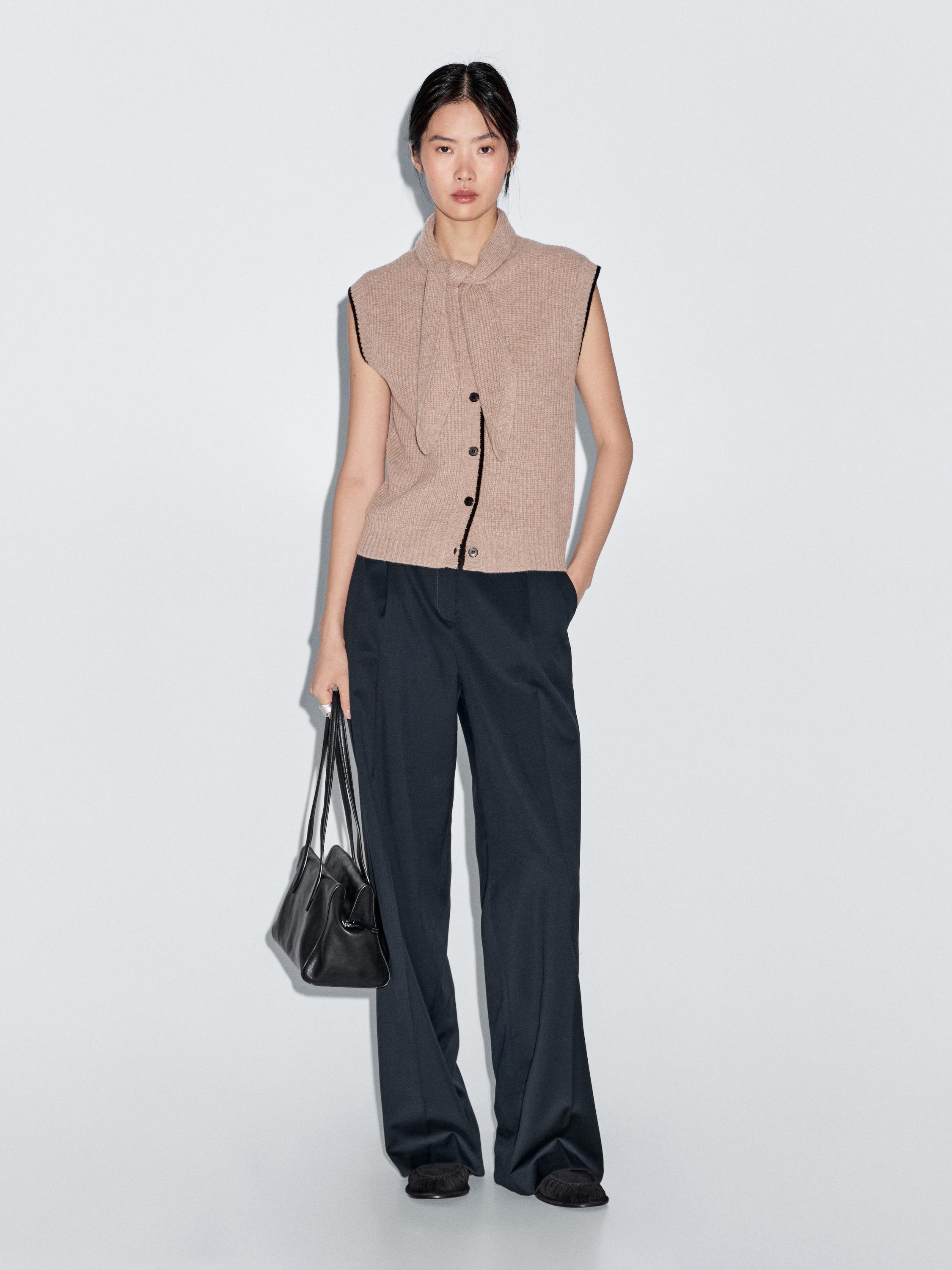 Wool blend vest with collar detail