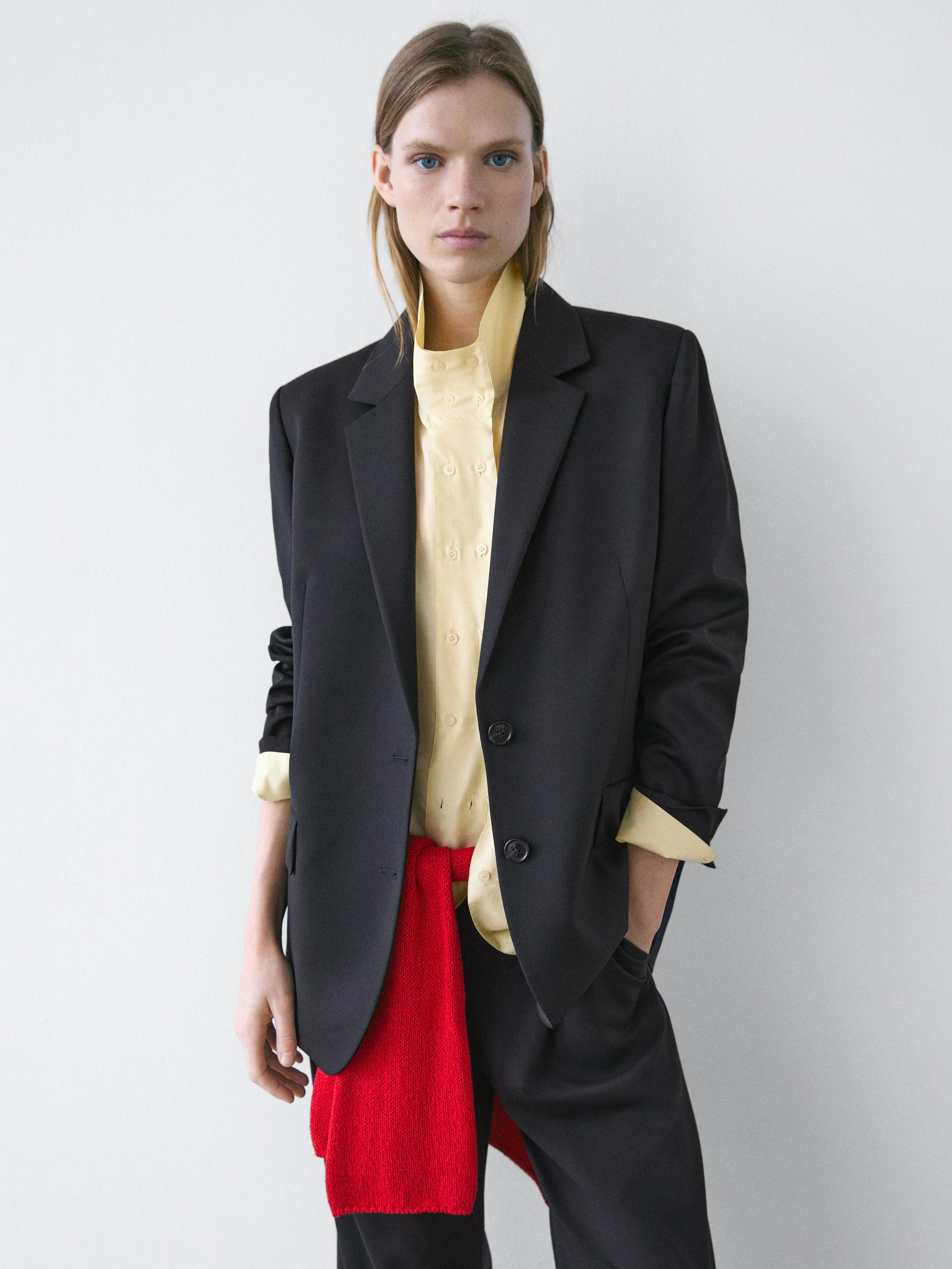 100% extra fine wool two-button blazer — NAVY BLUE