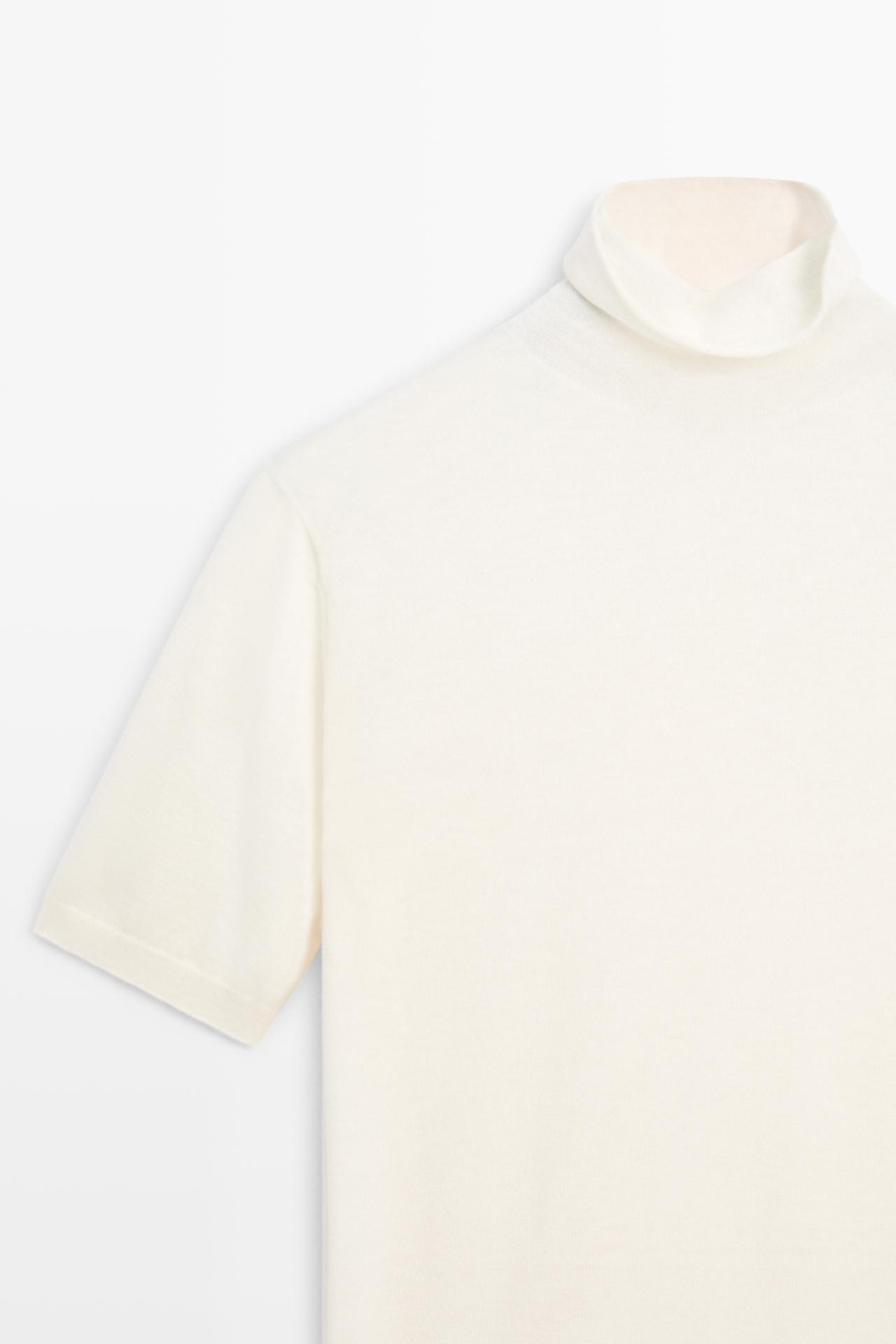 Wool blend turtleneck knit sweater — CREAM
