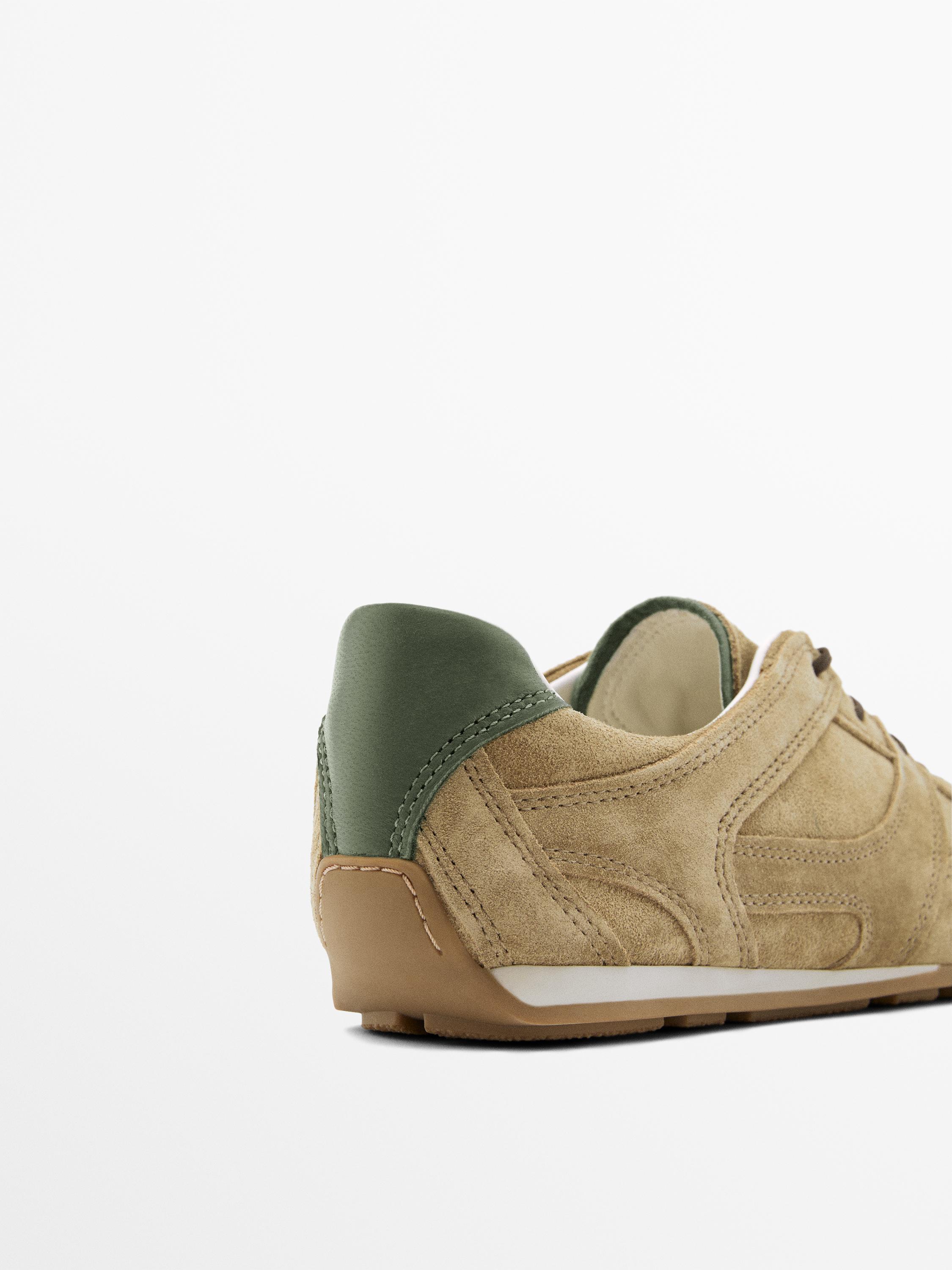 Split leather trainers with piece details — OCHRE