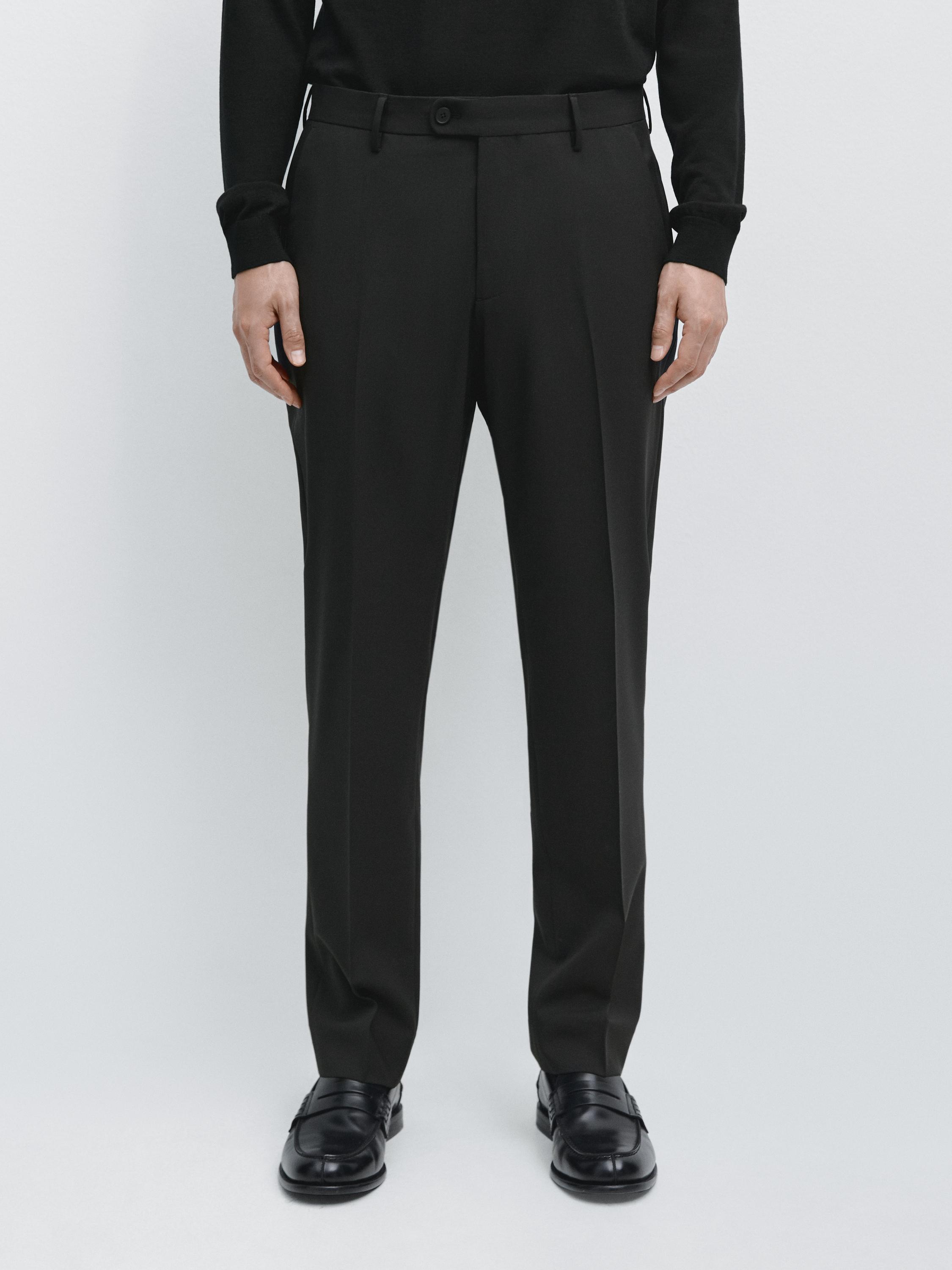 100% wool suit pants — BLACK