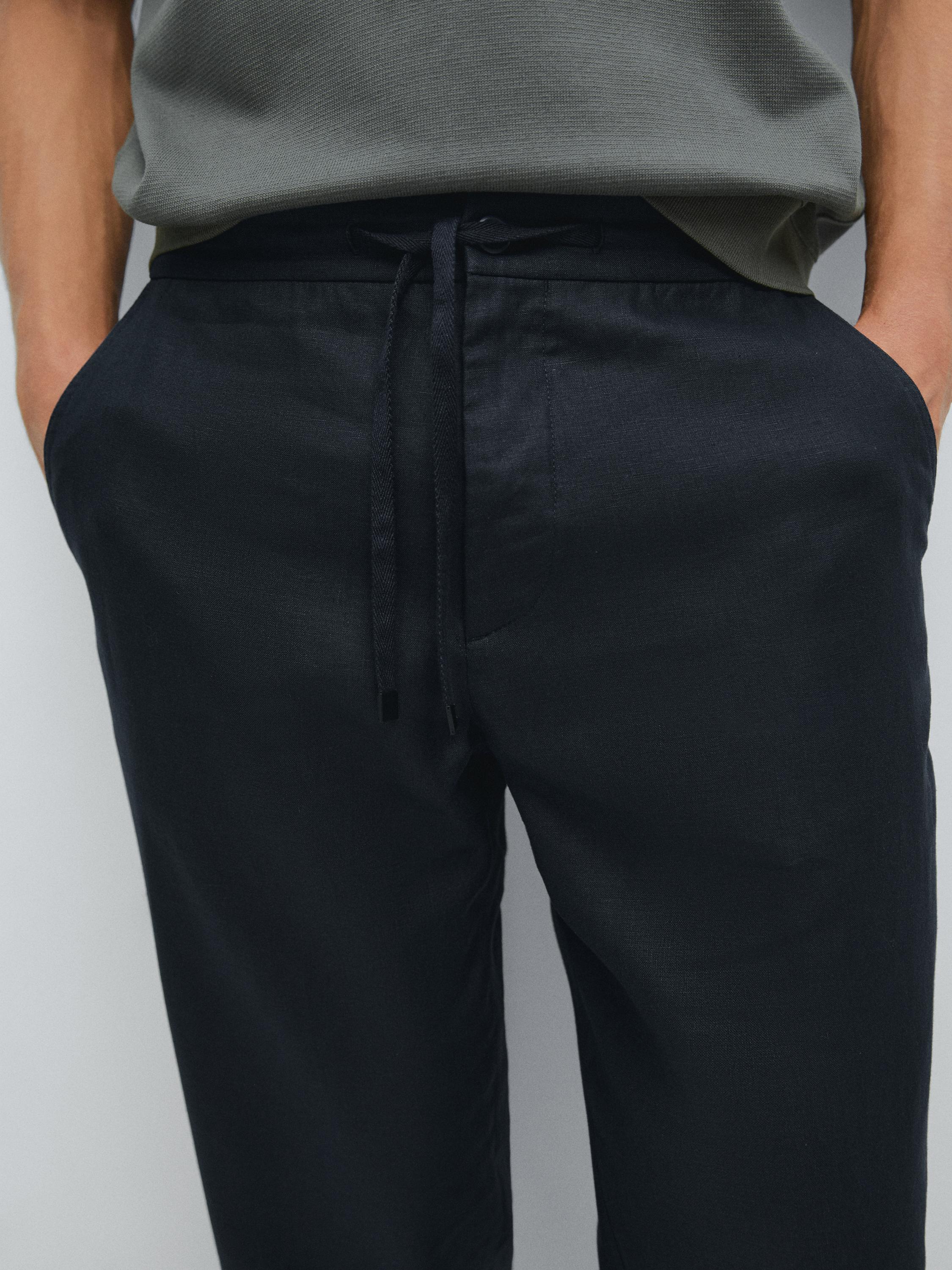 100% linen jogger trousers
