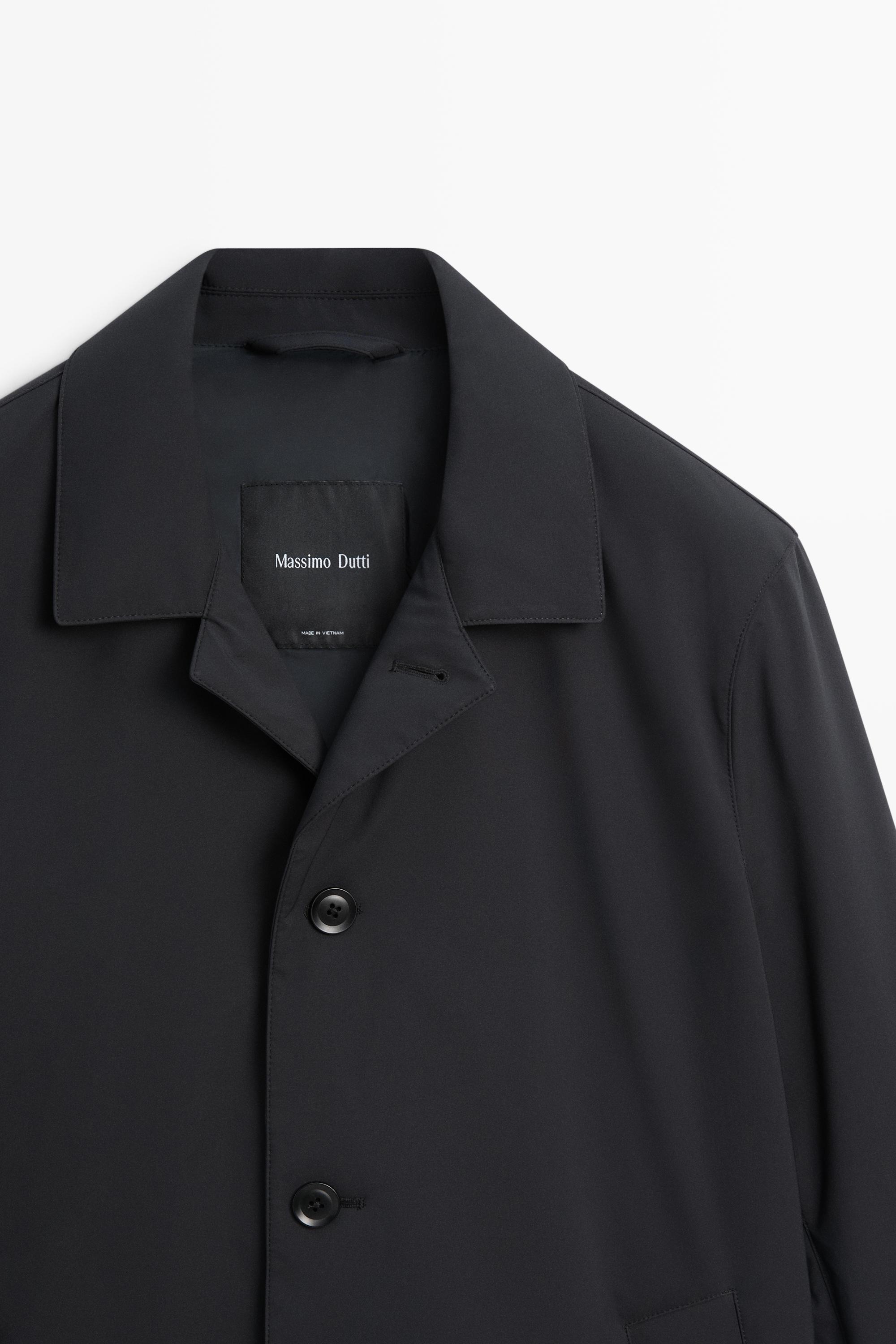 Long collar detail trench coat — DARK NAVY